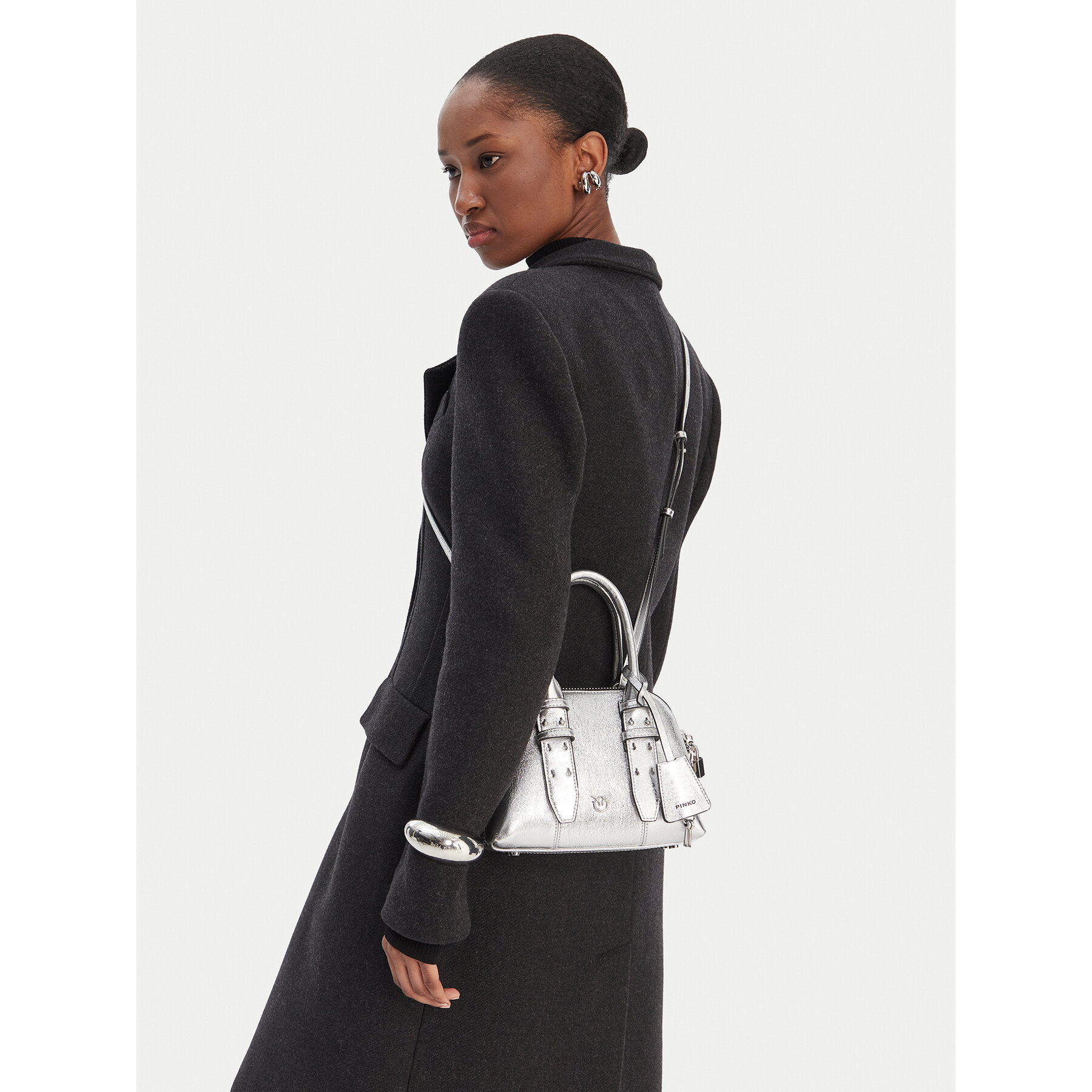 Дамска чанта PINKO Bowling Bag Zip Mini AI 25-26 PLTT 105333 A0QO Сребрист