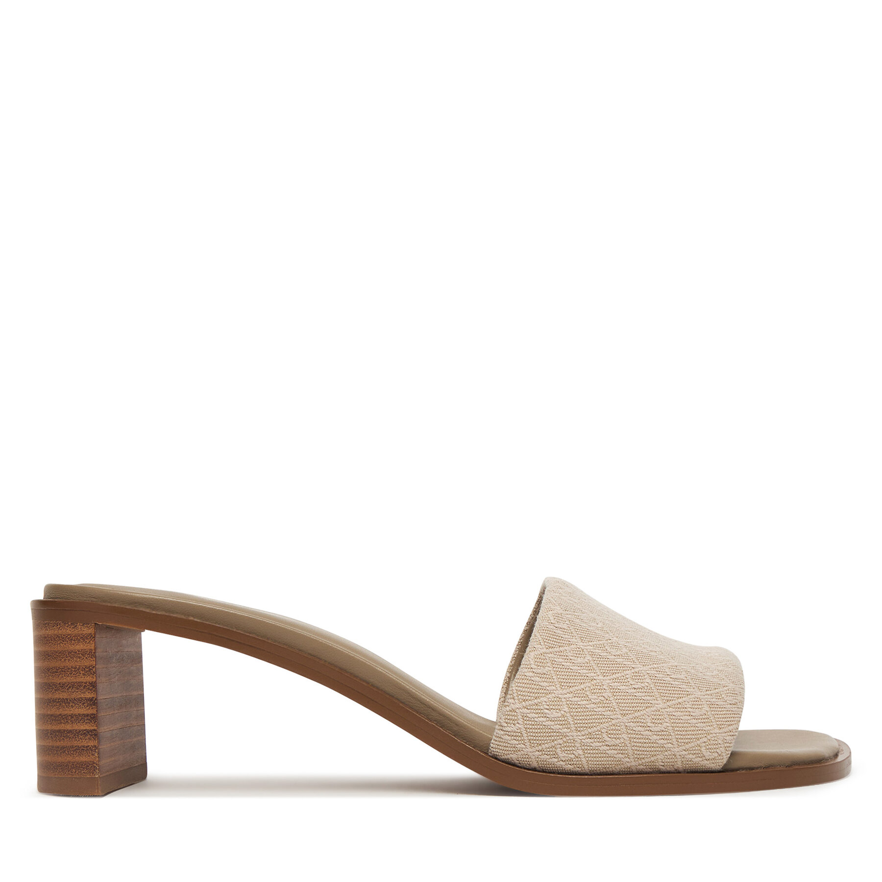 Natikači Calvin Klein Block Heel Sandal Aop HW0HW03016 Bež