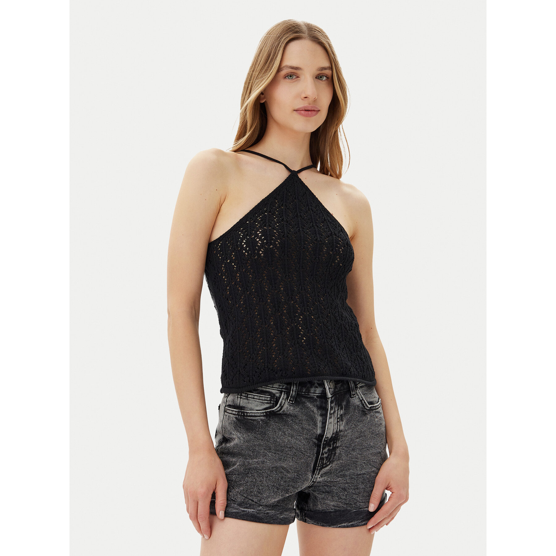 ONLY Τοπ Noella 15352137 Μαύρο Regular Fit