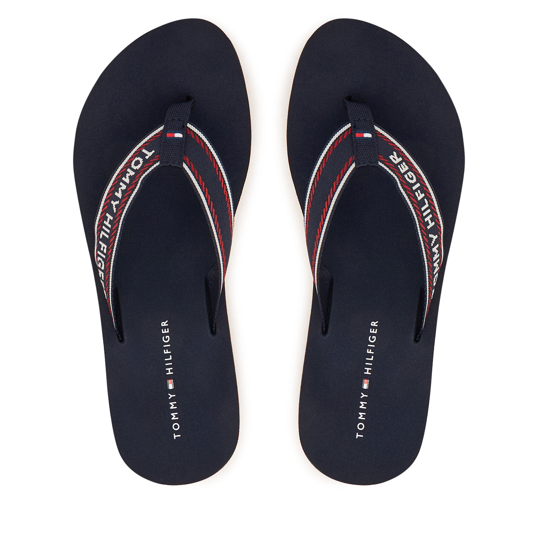 Žabky Tommy Hilfiger Th Corporate Wedge Summer Sandal FW0FW09695 Tmavomodrá