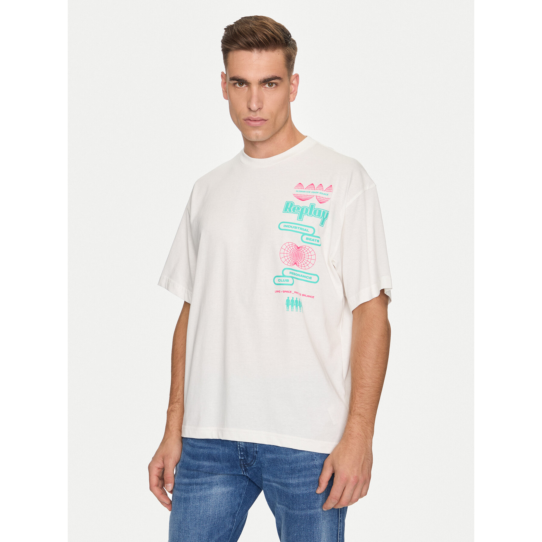 Replay T-Shirt MMG334.000.23454 Λευκό Oversize