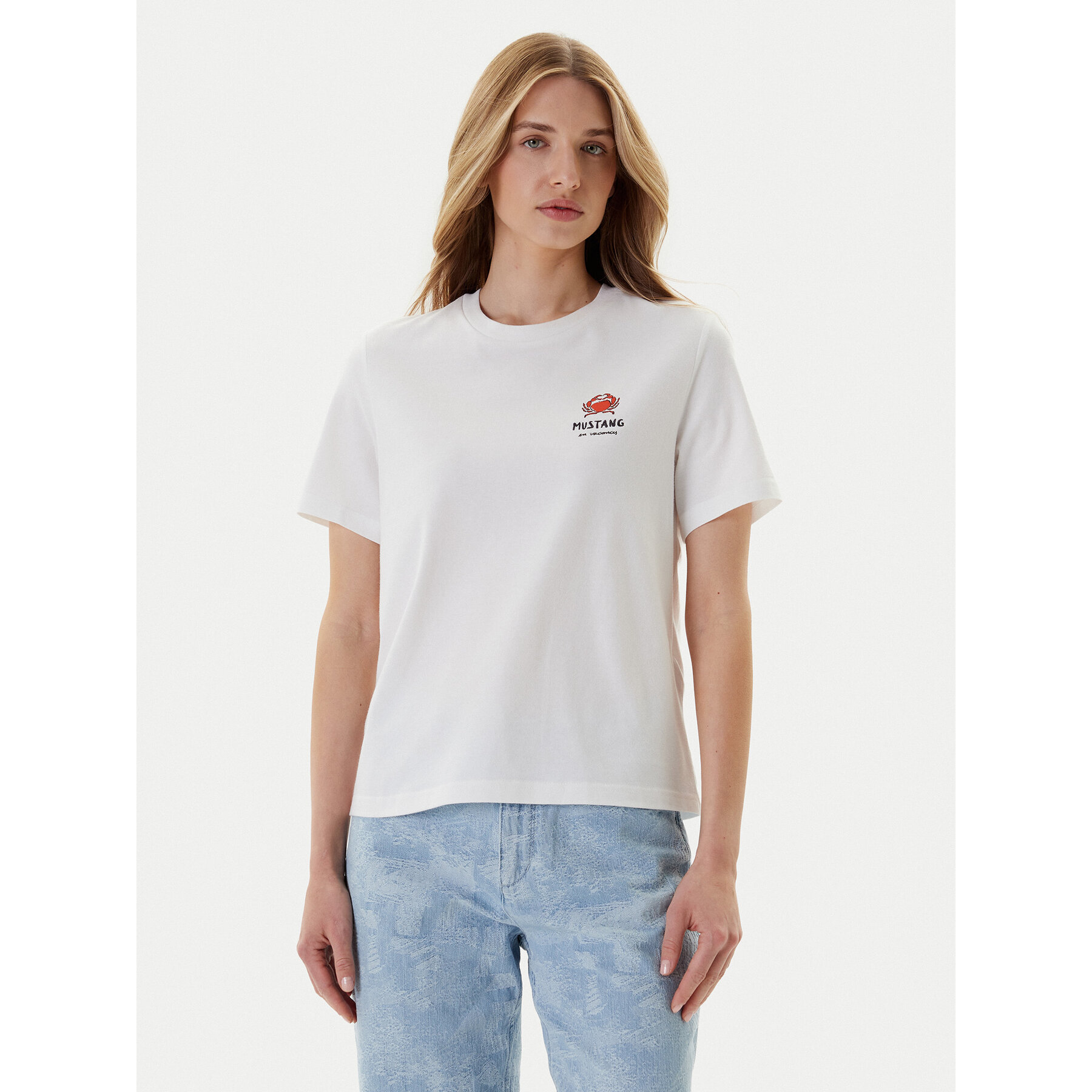Mustang Majica Monroe 1016513 Bela Relaxed Fit