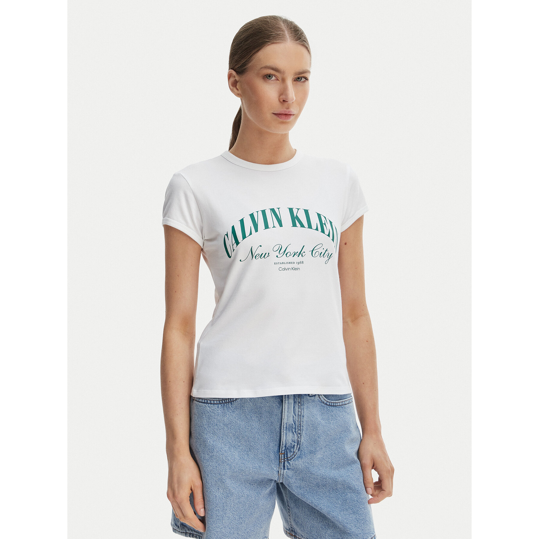 Calvin Klein Jeans T-Shirt Graphic Logo LV047F815G Weiß Slim Fit