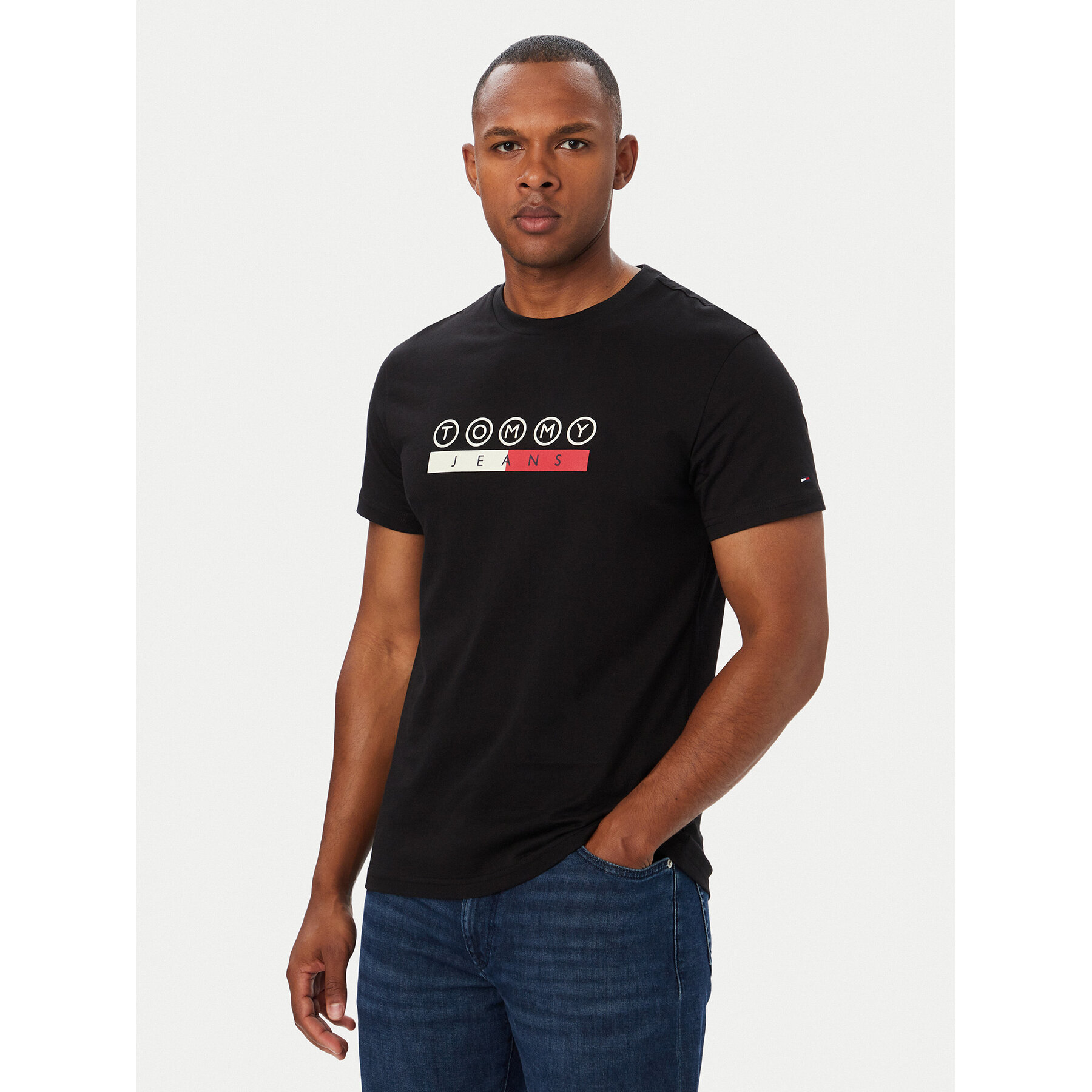 Tommy Jeans T-Shirt Dna Play DM0DM23715 Schwarz Slim Fit