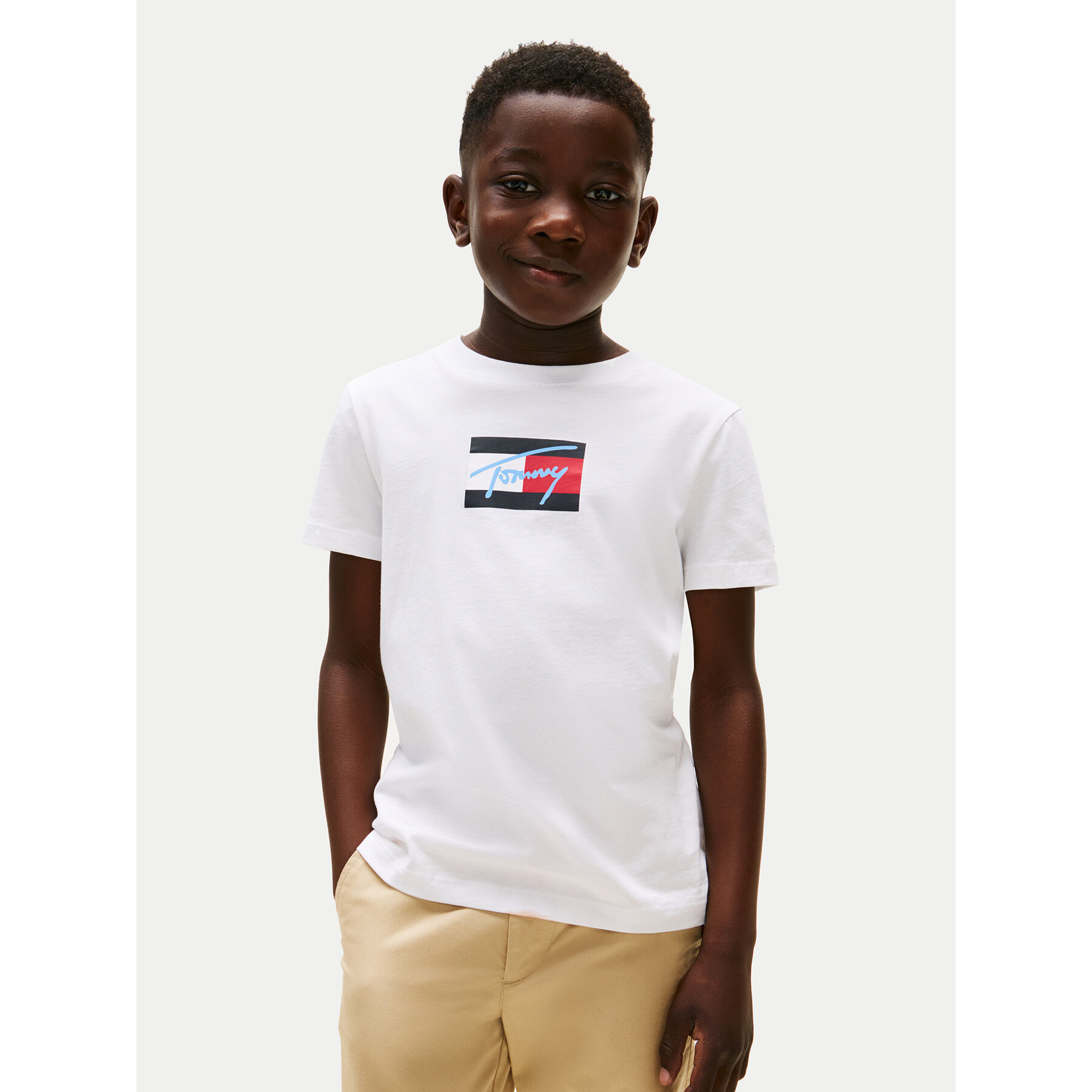 Tommy Hilfiger T-shirt Script Flag KB0KB09725 Bianco Regular Fit