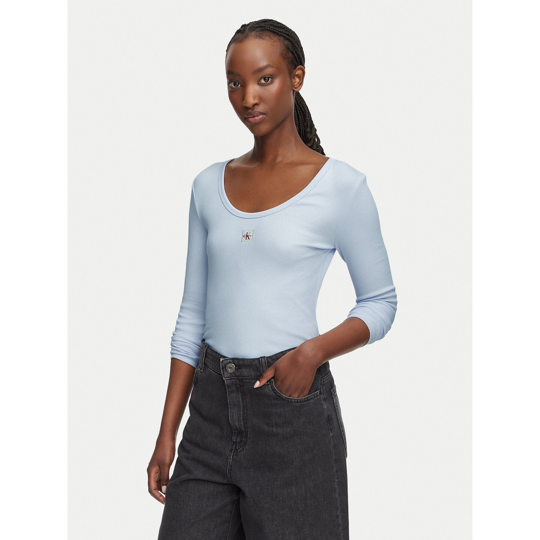 Calvin Klein Jeans Bluse LV047D218G Hellblau Slim Fit