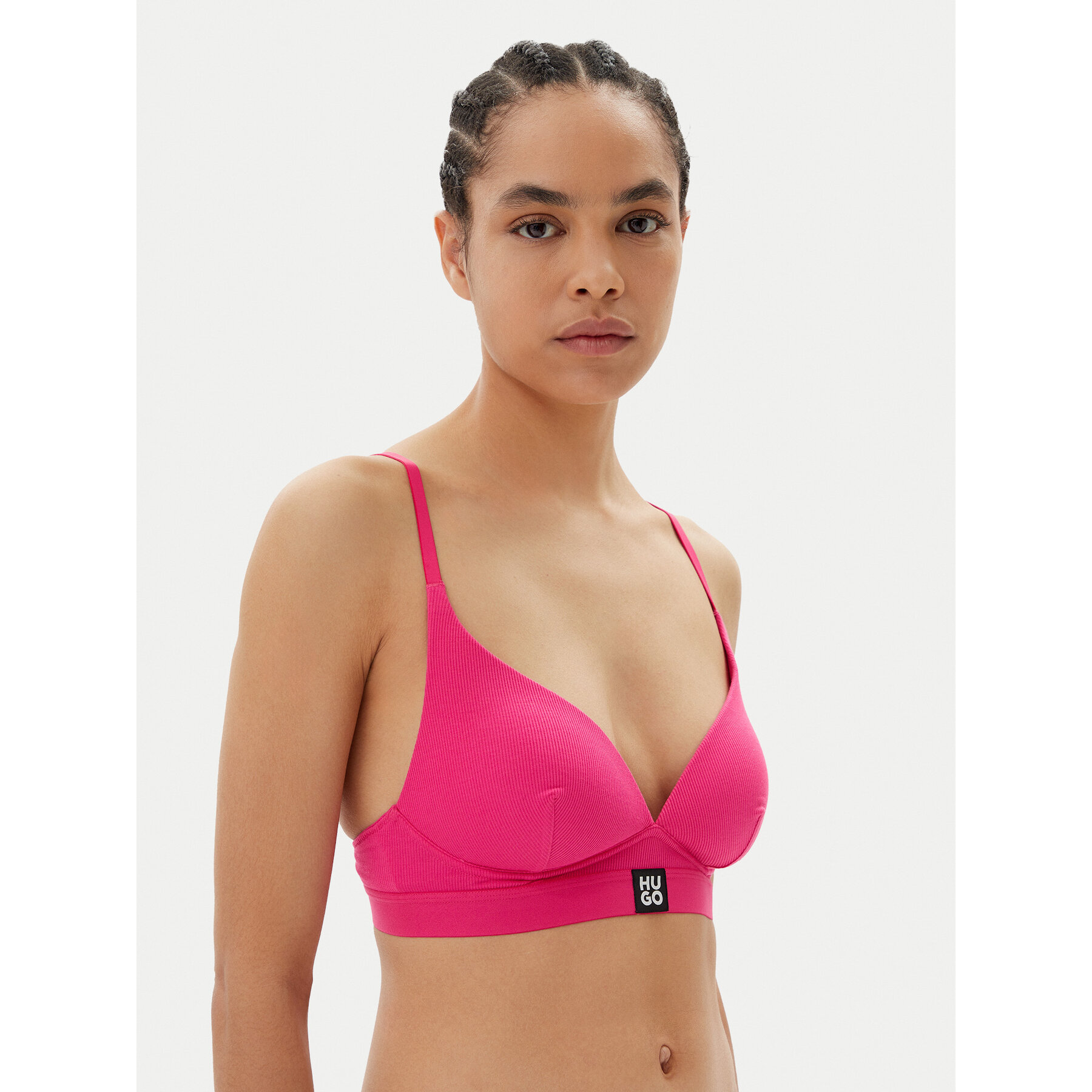 HUGO Varrásmentes melltartó Triangle Padded Rib 50539983 Rózsaszín