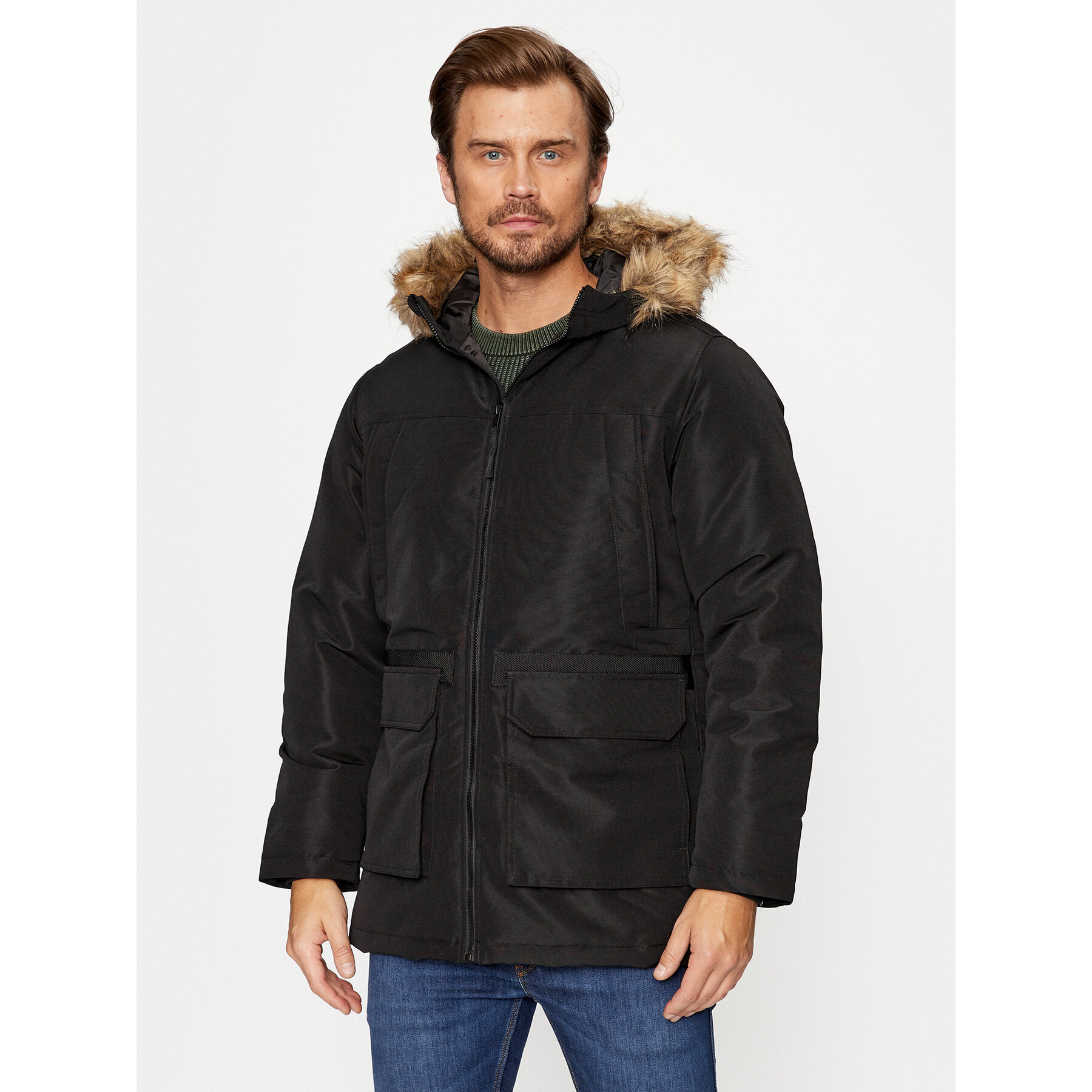 Jack & Jones Winterjacke 12235858 Schwarz Regular Fit
