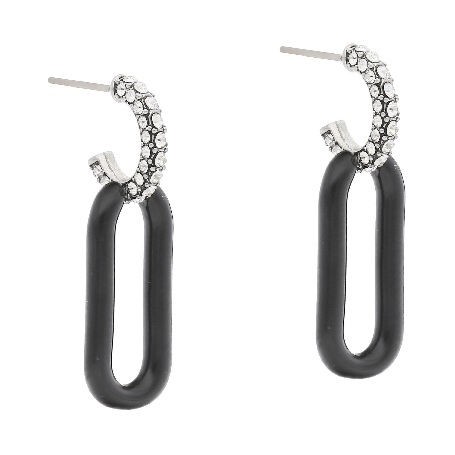 Uhani Tory Burch Roxanne Link Earring Antique 141789 Pweter/Black/Cryst 001