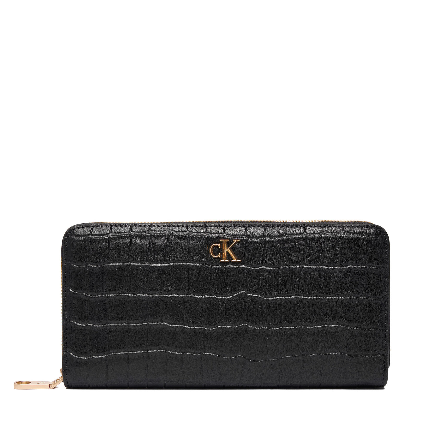 Portofel Calvin Klein Ck Croc Long Zip Around LV04F1096G Negru