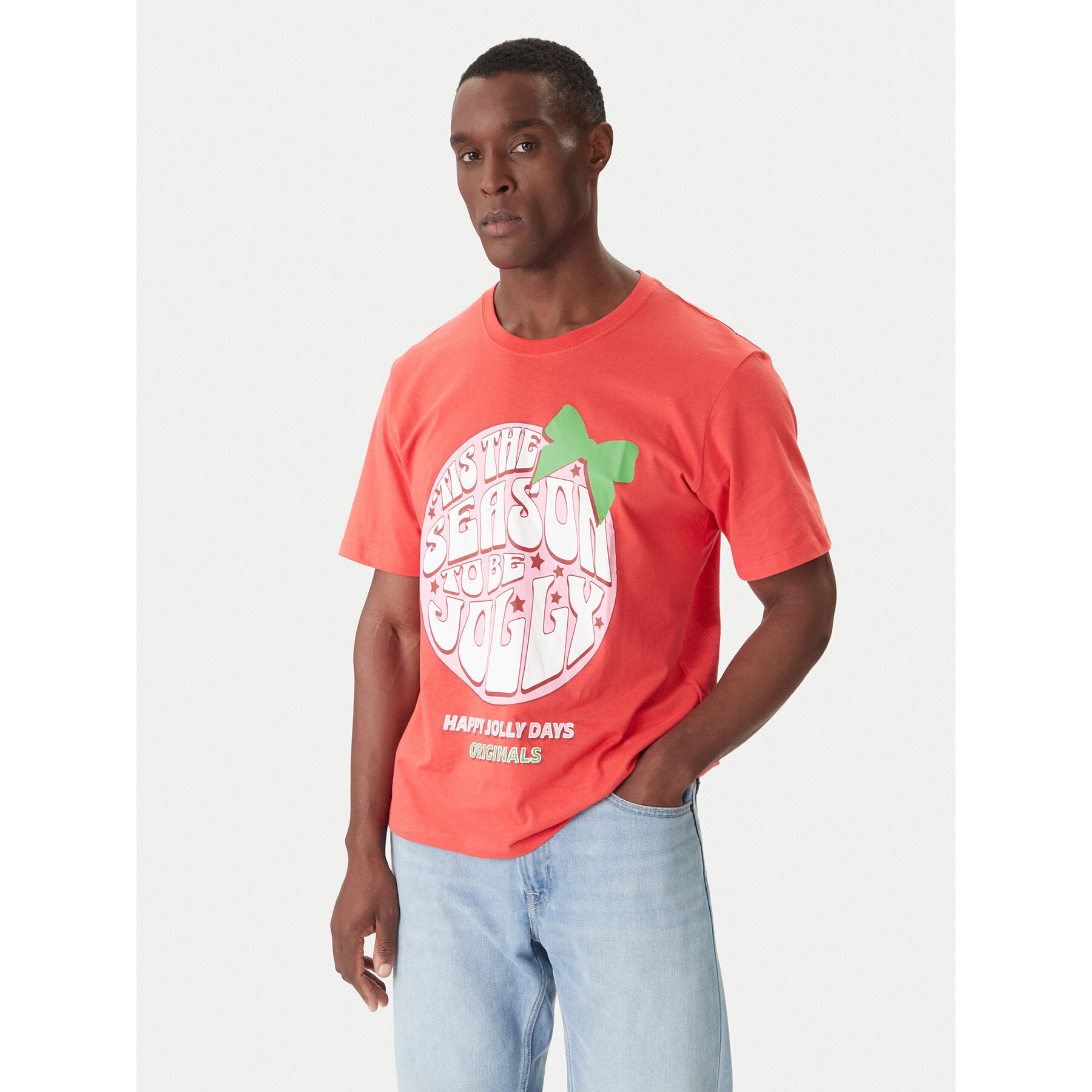 Jack & Jones T-shirt Holiday Cartoon 12287550 Crvena Relaxed Fit