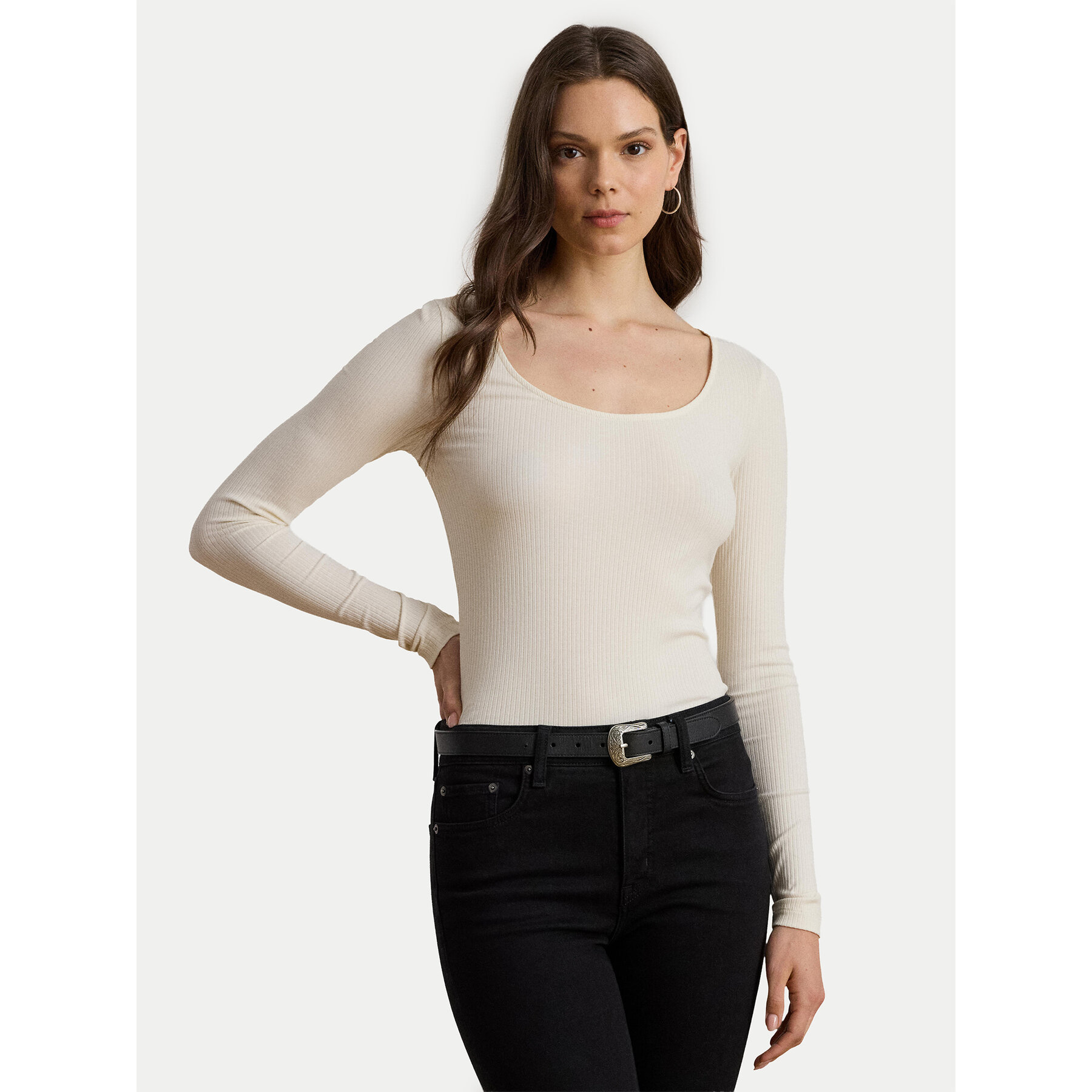 LAUREN RALPH LAUREN Bluse 200980145001 Beige Slim Fit