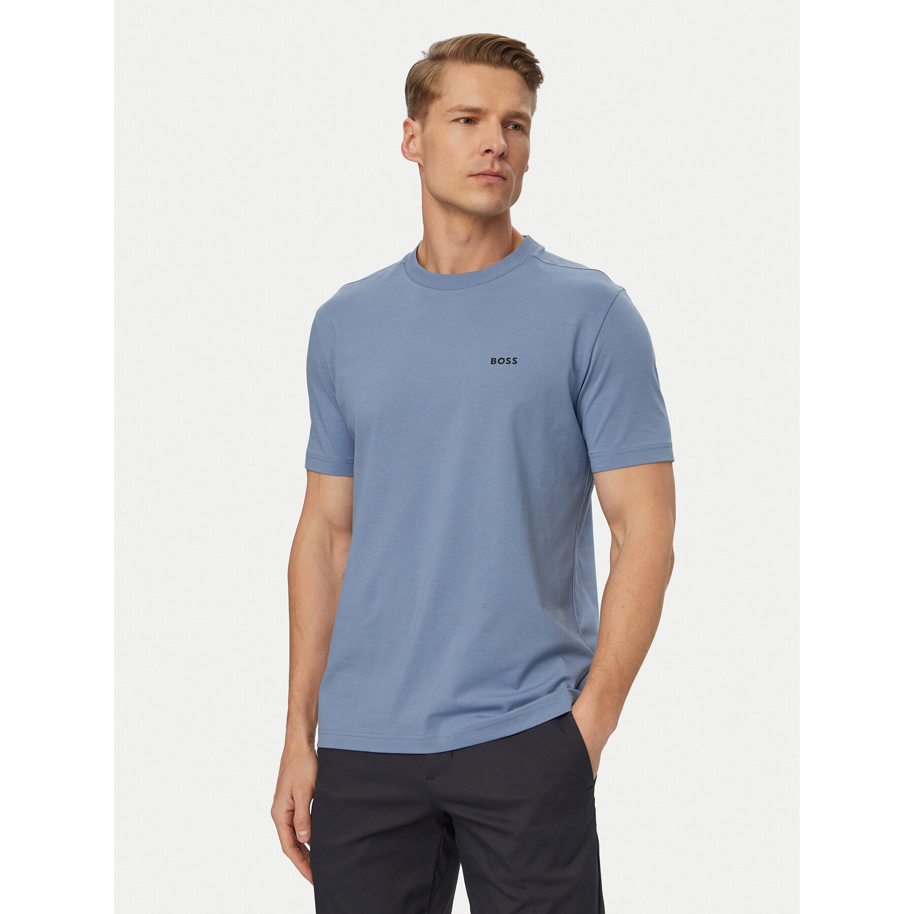 BOSS Póló 50506373 Világoskék Regular Fit