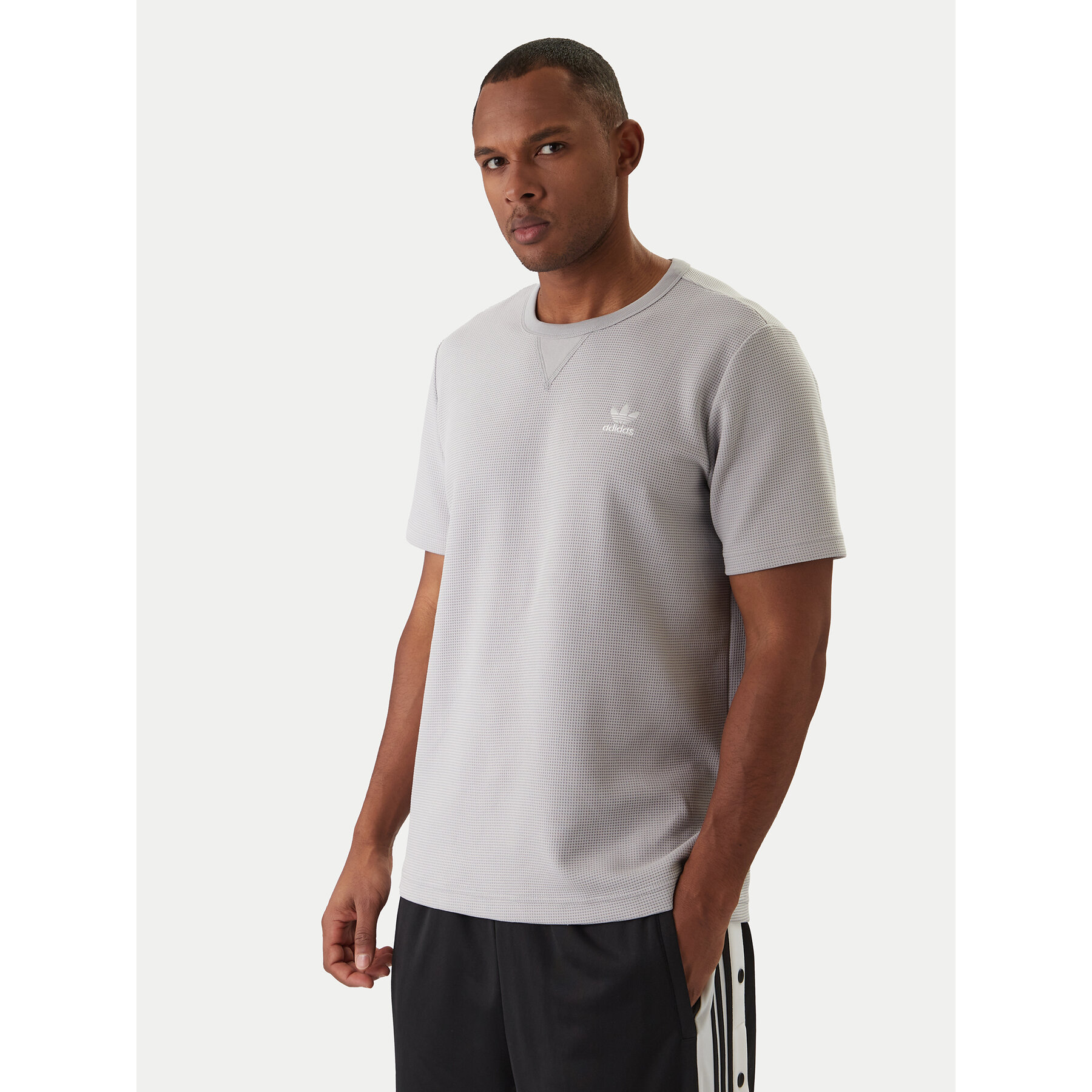 adidas T-Shirt Trefoil Essentials Waffle KE1203 Γκρι Regular Fit