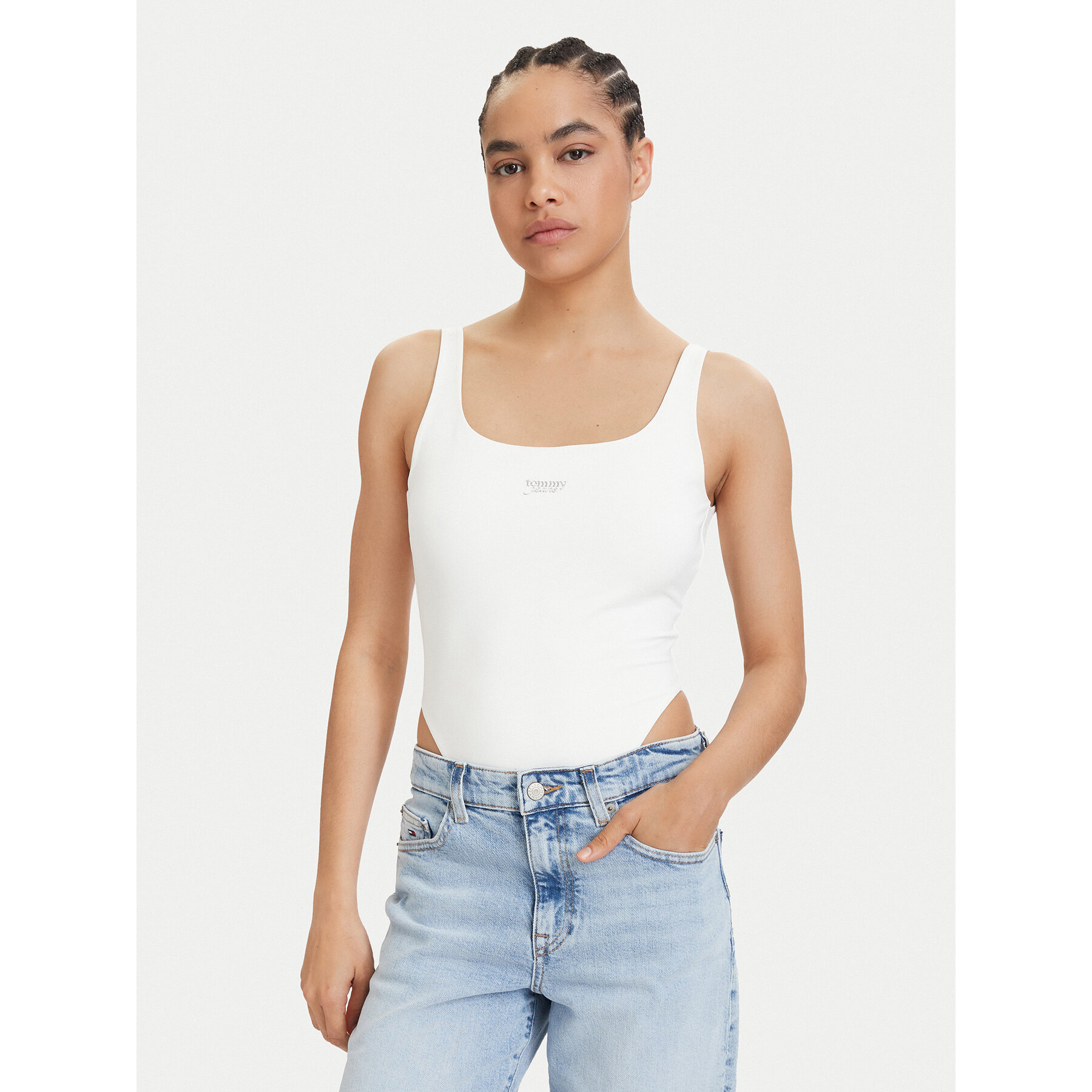 Tommy Jeans Body Metallic Logo DW0DW22311 Weiß Slim Fit