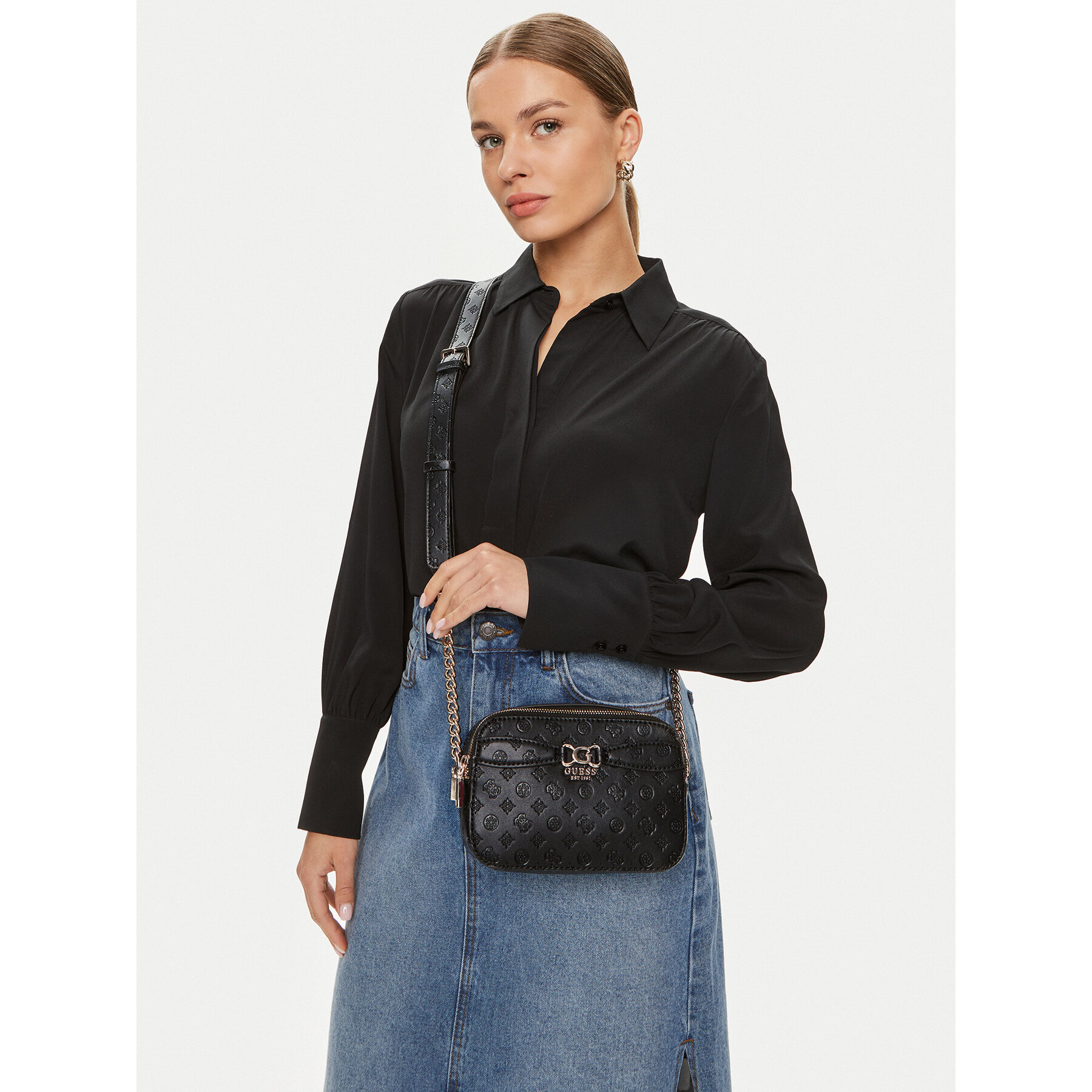 Дамска чанта Guess Arlena Logo (PG) HWPG93 36140 Черен