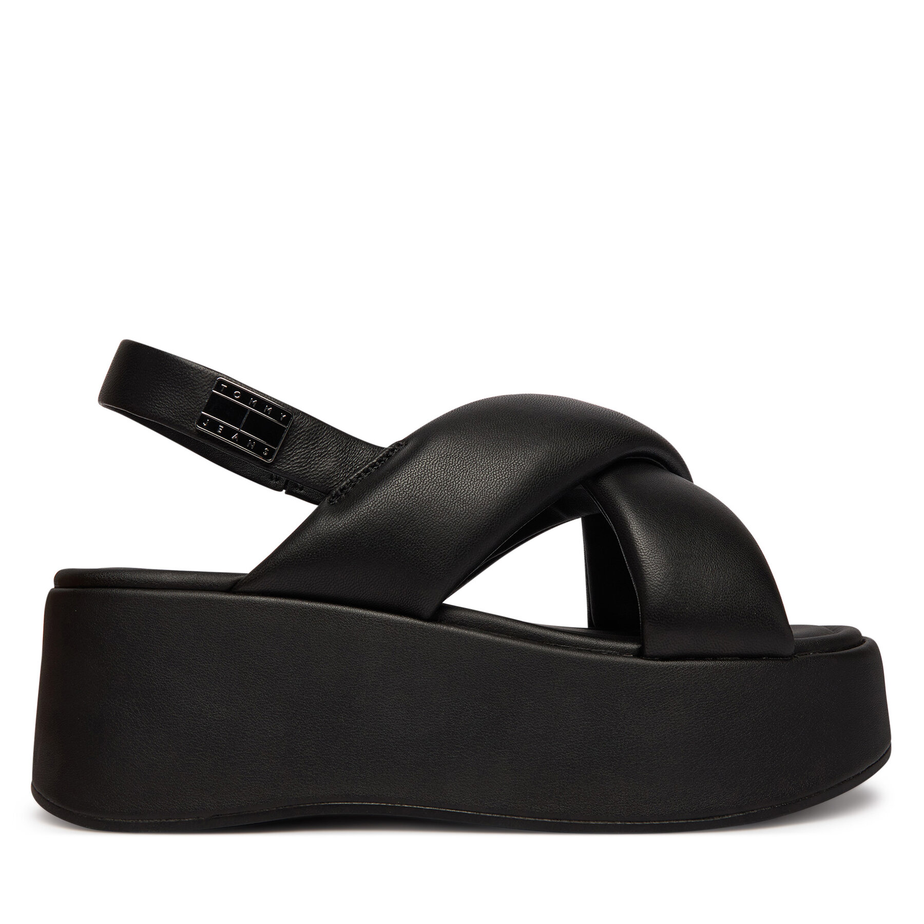 Szandál Tommy Jeans Padded Strap Wedge Sandals EN0EN02946 Fekete