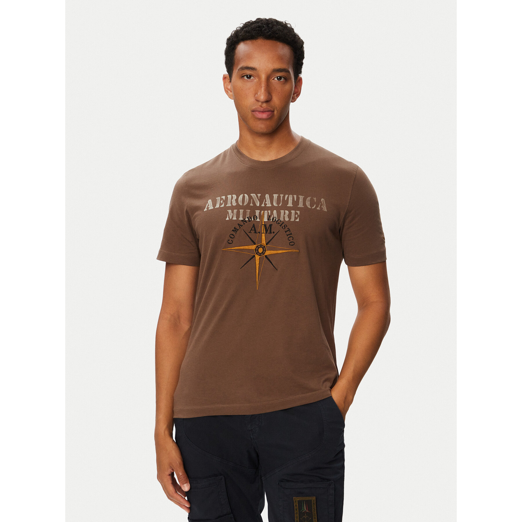 Aeronautica Militare T-Shirt 262TS2582UJ00750 Braun Regular Fit