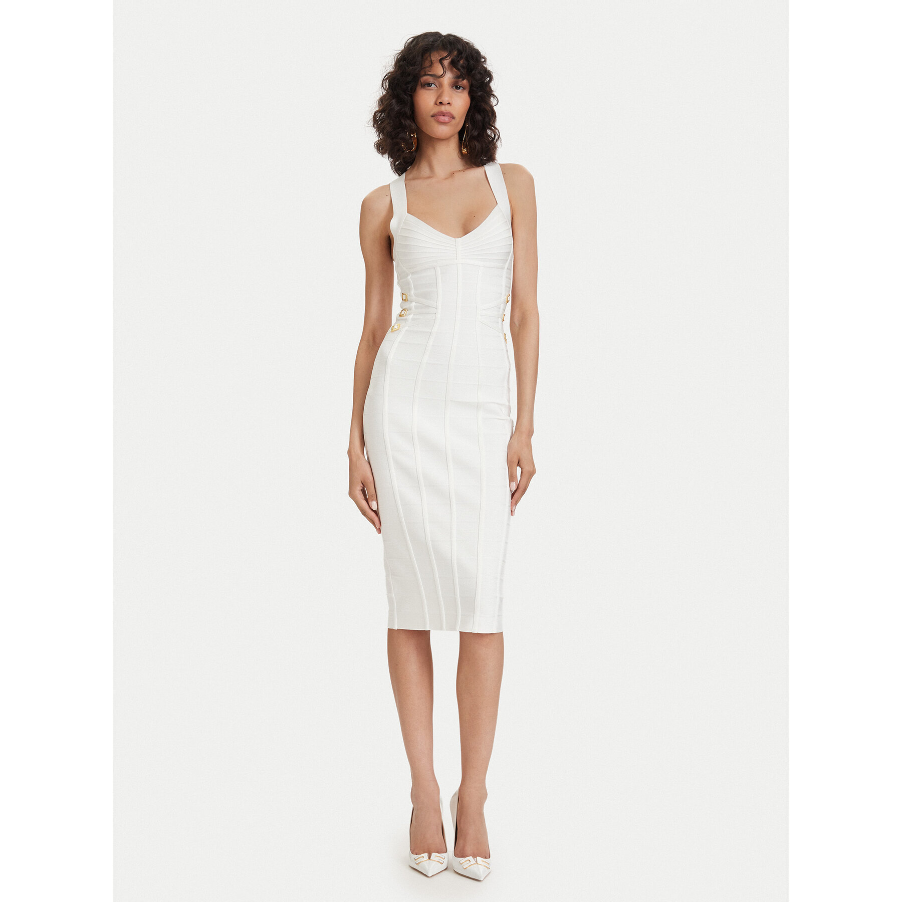 Elisabetta Franchi Coctailkleid AM-24D-62E2-V790 Weiß Slim Fit