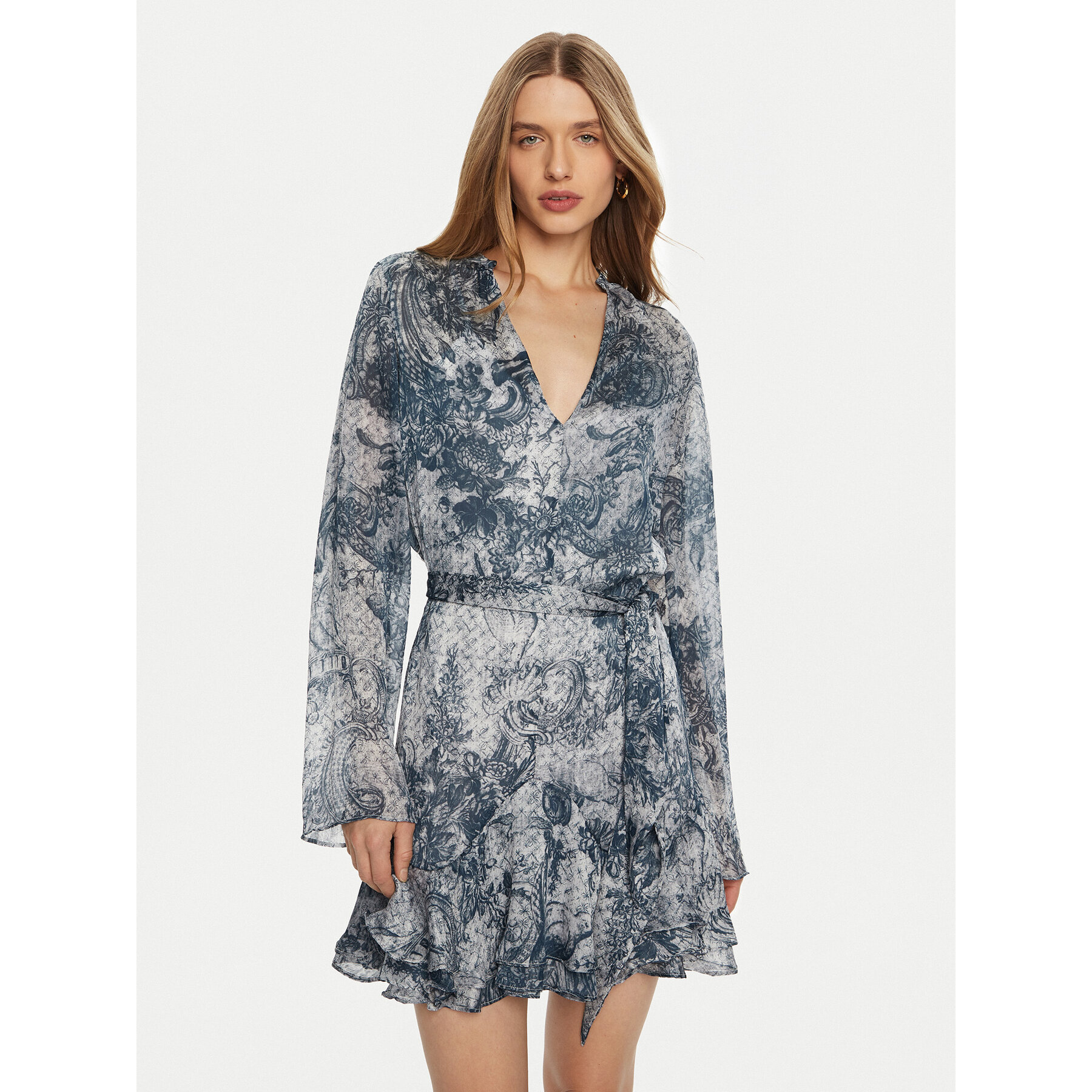 Guess Hemdkleid W5RK35 WDW82 Blau Classic Fit