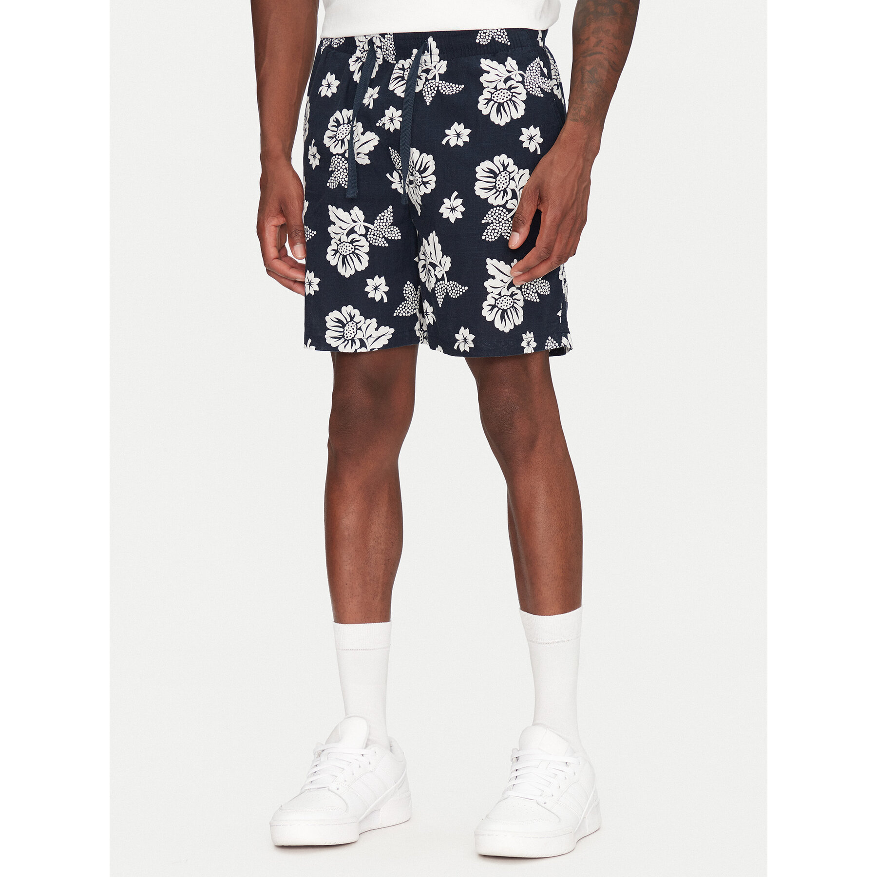 Tommy Jeans Stoffshorts Slub Aop Beach DM0DM21947 Dunkelblau Regular Fit