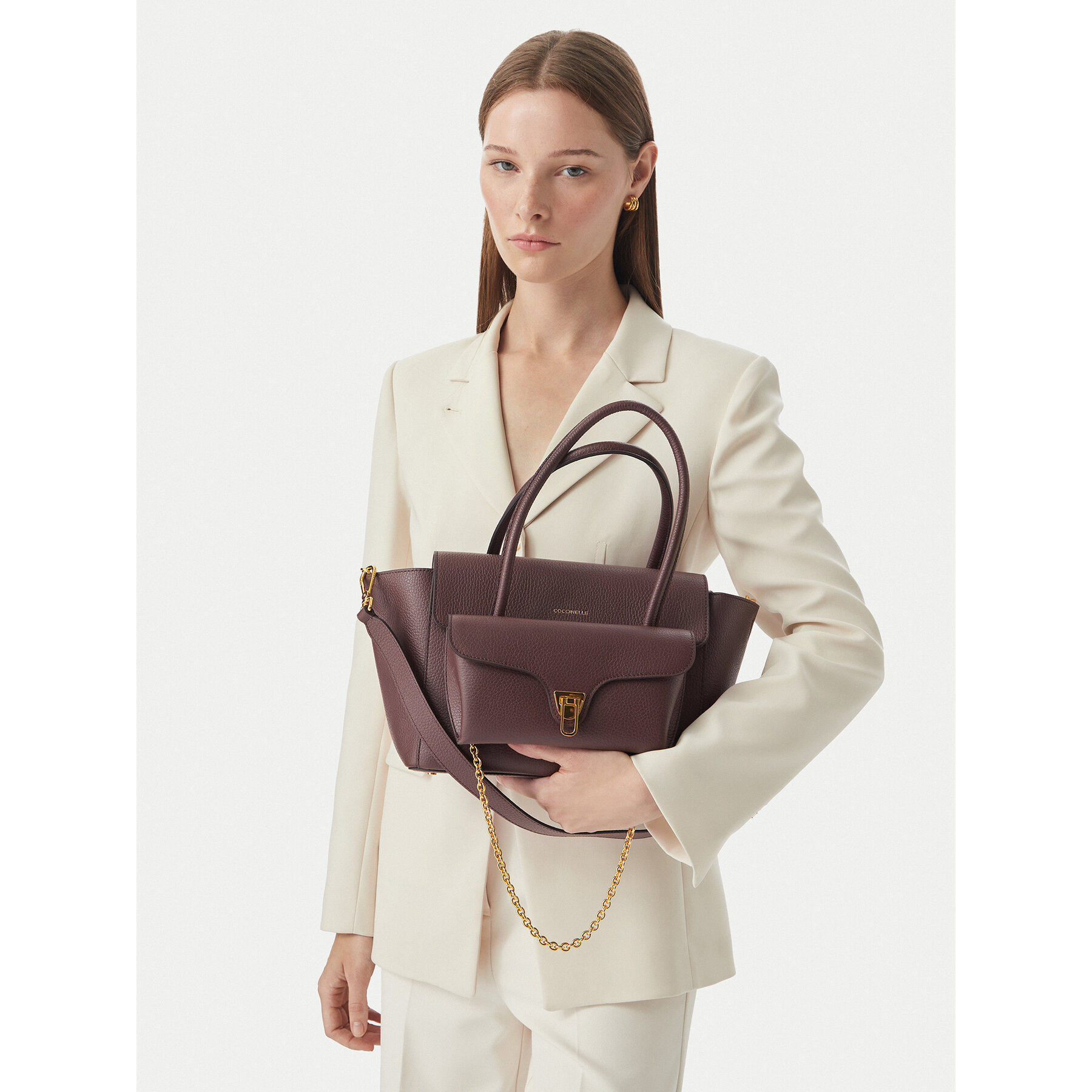 Τσάντα Coccinelle T8A Coccinelledouble Beat E1 T8A 18 02 01 Μπορντό