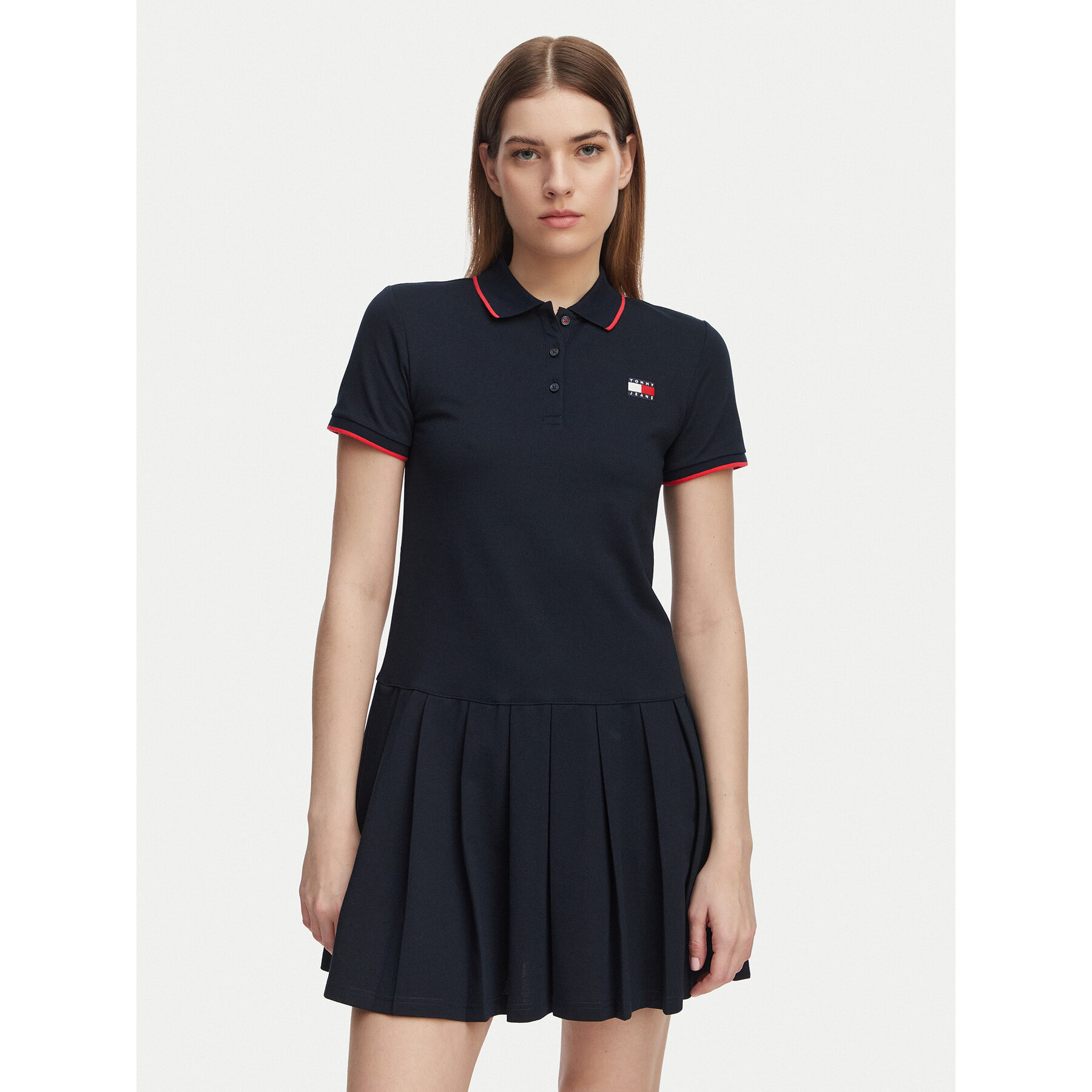Tommy Jeans Kleid für den Alltag Tommy Badge DW0DW22328 Dunkelblau Relaxed Fit