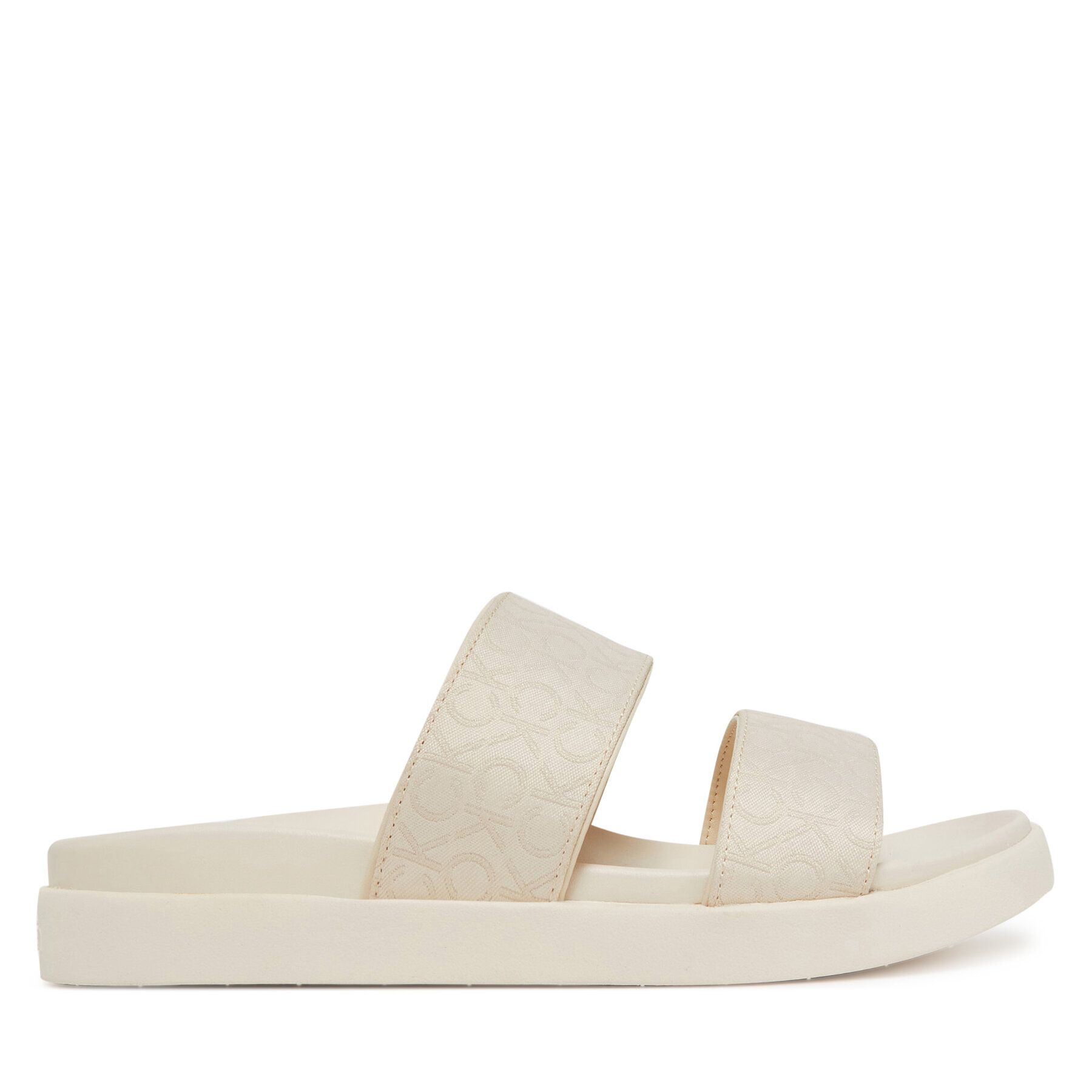 Šľapky Calvin Klein Flat Slide Jacq HW0HW02486 Écru