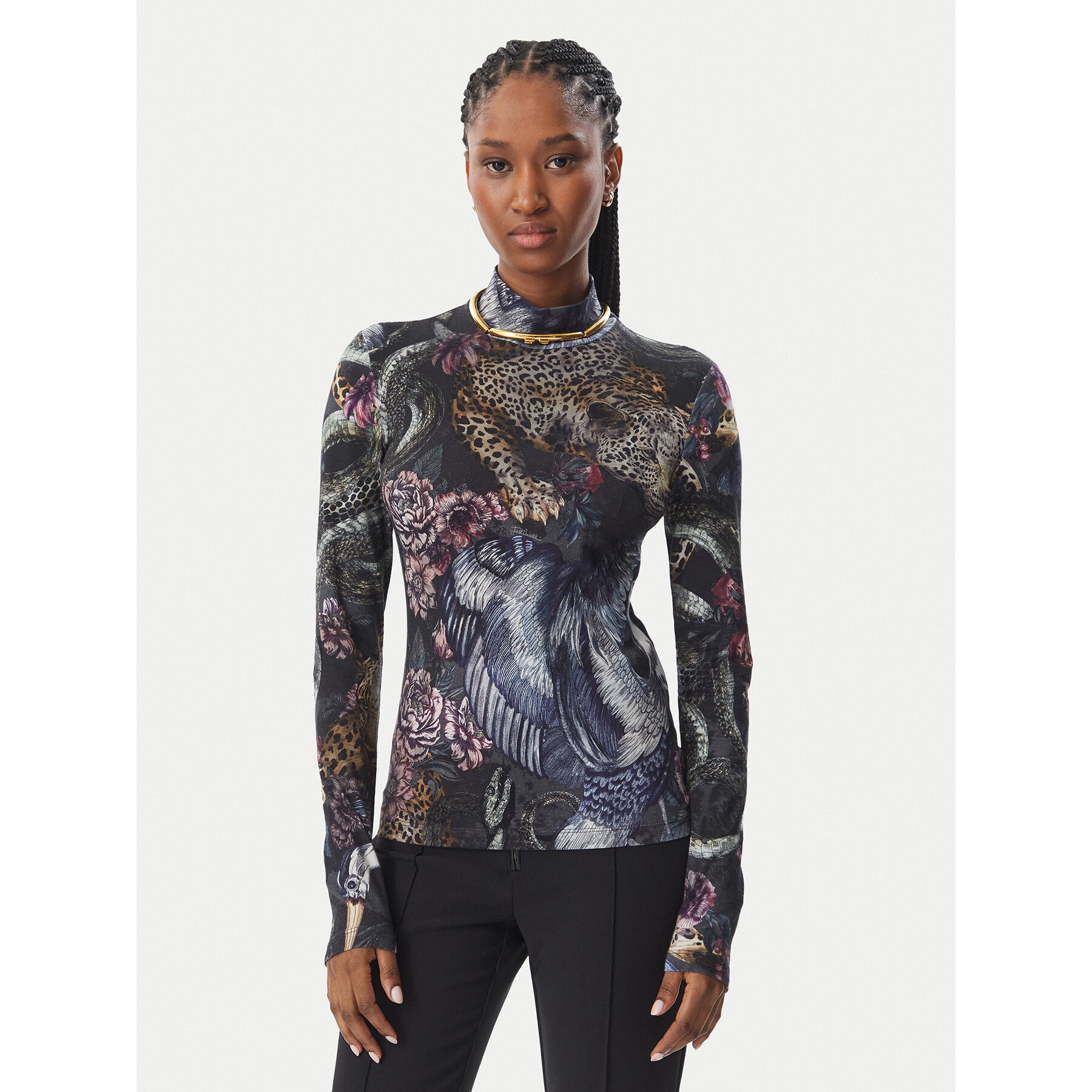 Just Cavalli Strickjacke 81PAHE25 CJ112 Grau Slim Fit