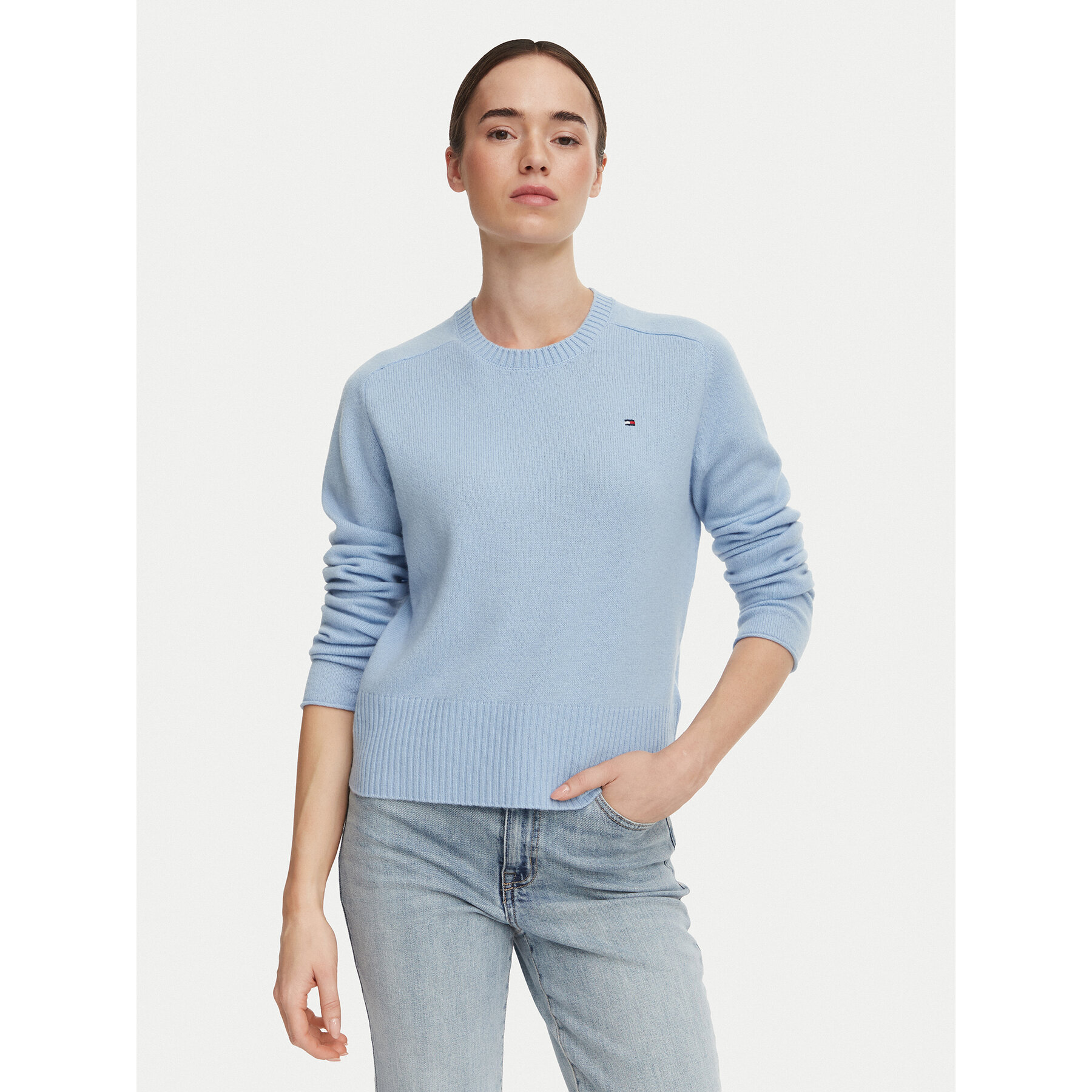 Tommy Hilfiger Pullover WW0WW51432 Hellblau Regular Fit