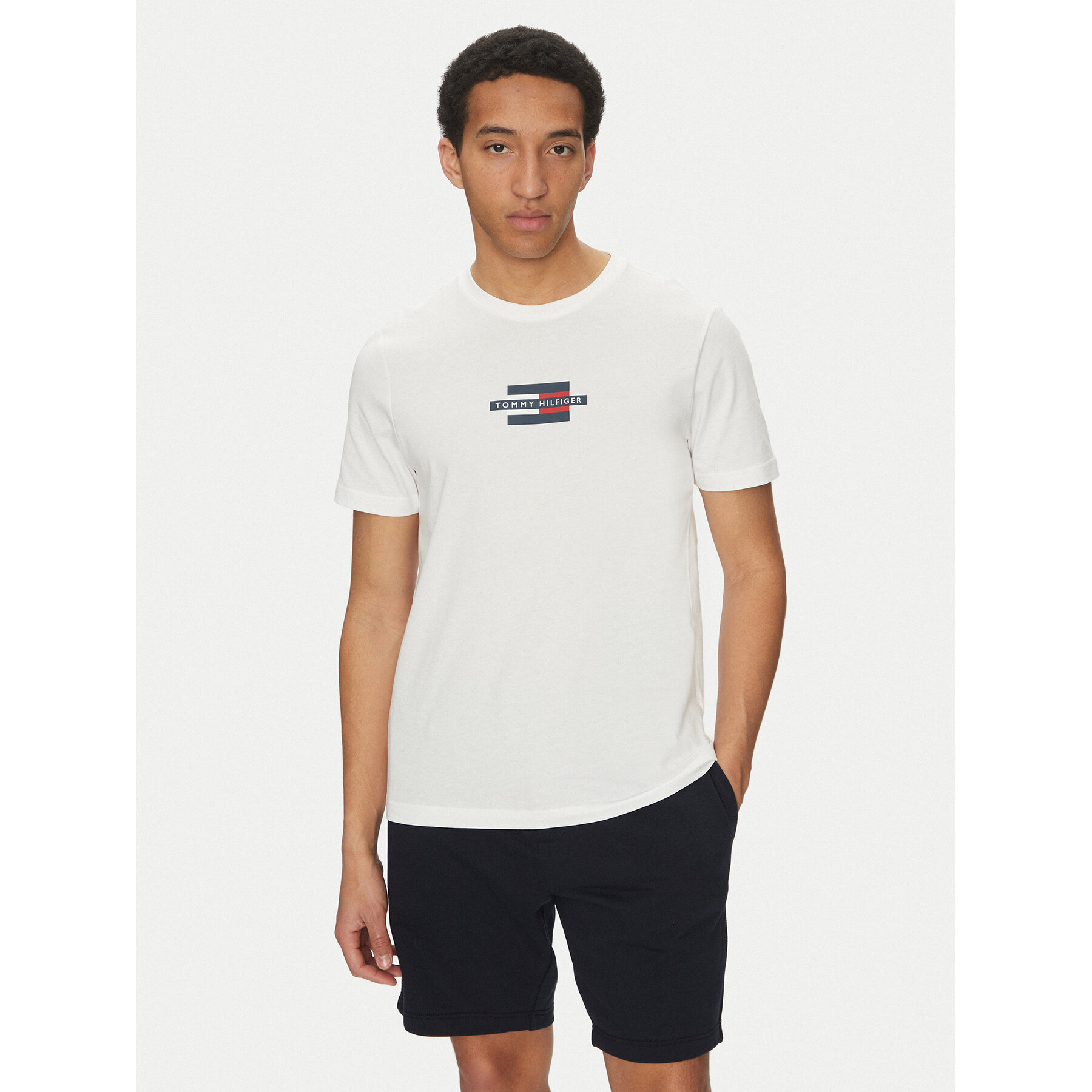 Tommy Hilfiger T-Shirt Flag Box MW0MW38636 Bianco Regular Fit