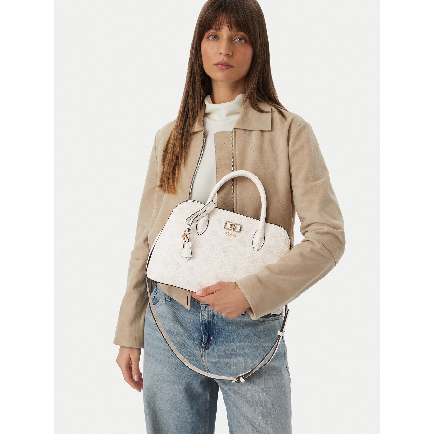 Geantă Guess Emelie Logo HWGP99 28060 Alb