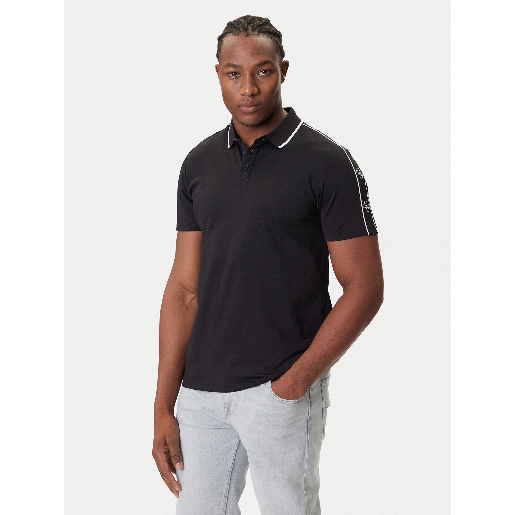 Guess Polo majica M4YP40 KARS0 Črna Regular Fit