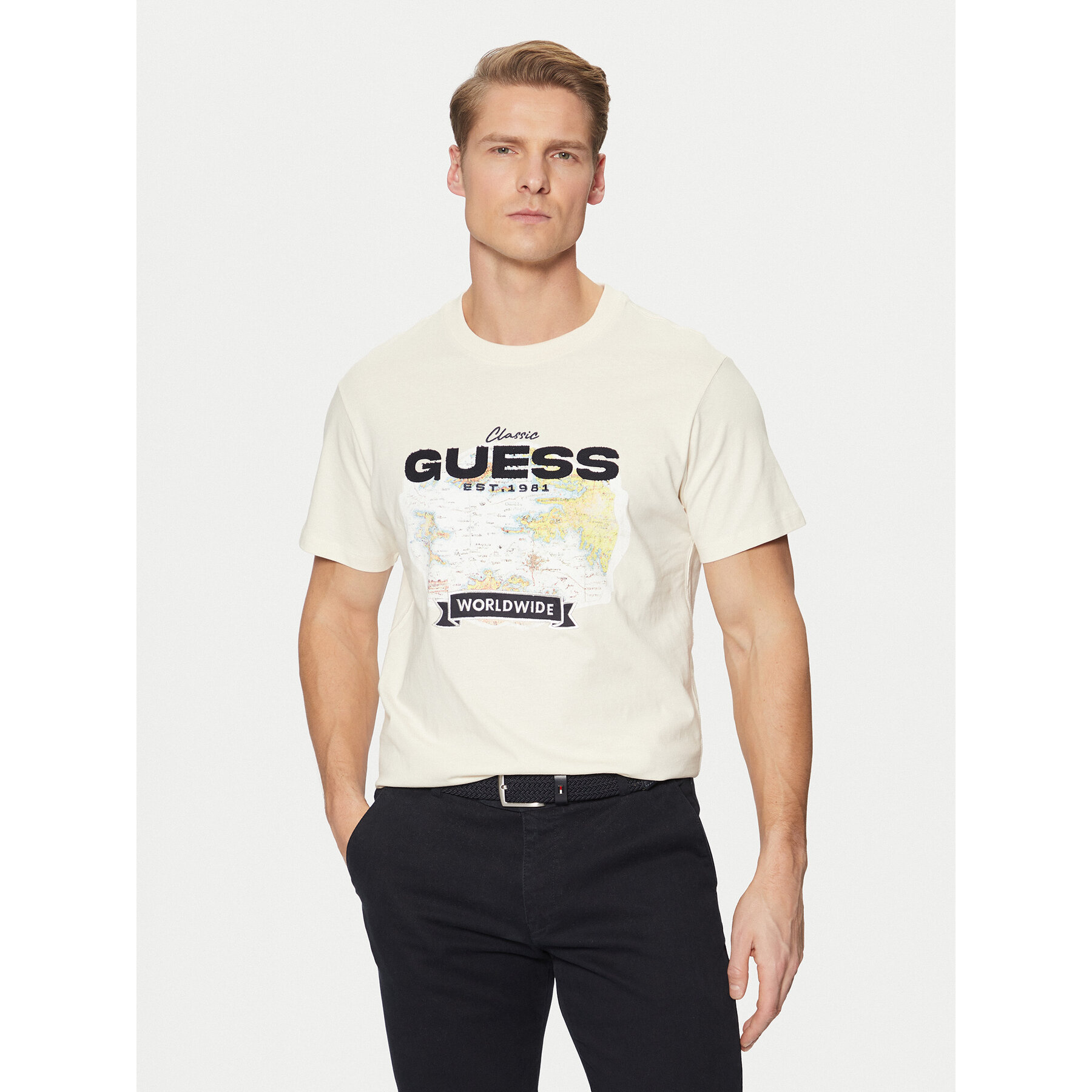 Guess Póló M5RI10 I3Z14 Ekru Regular Fit