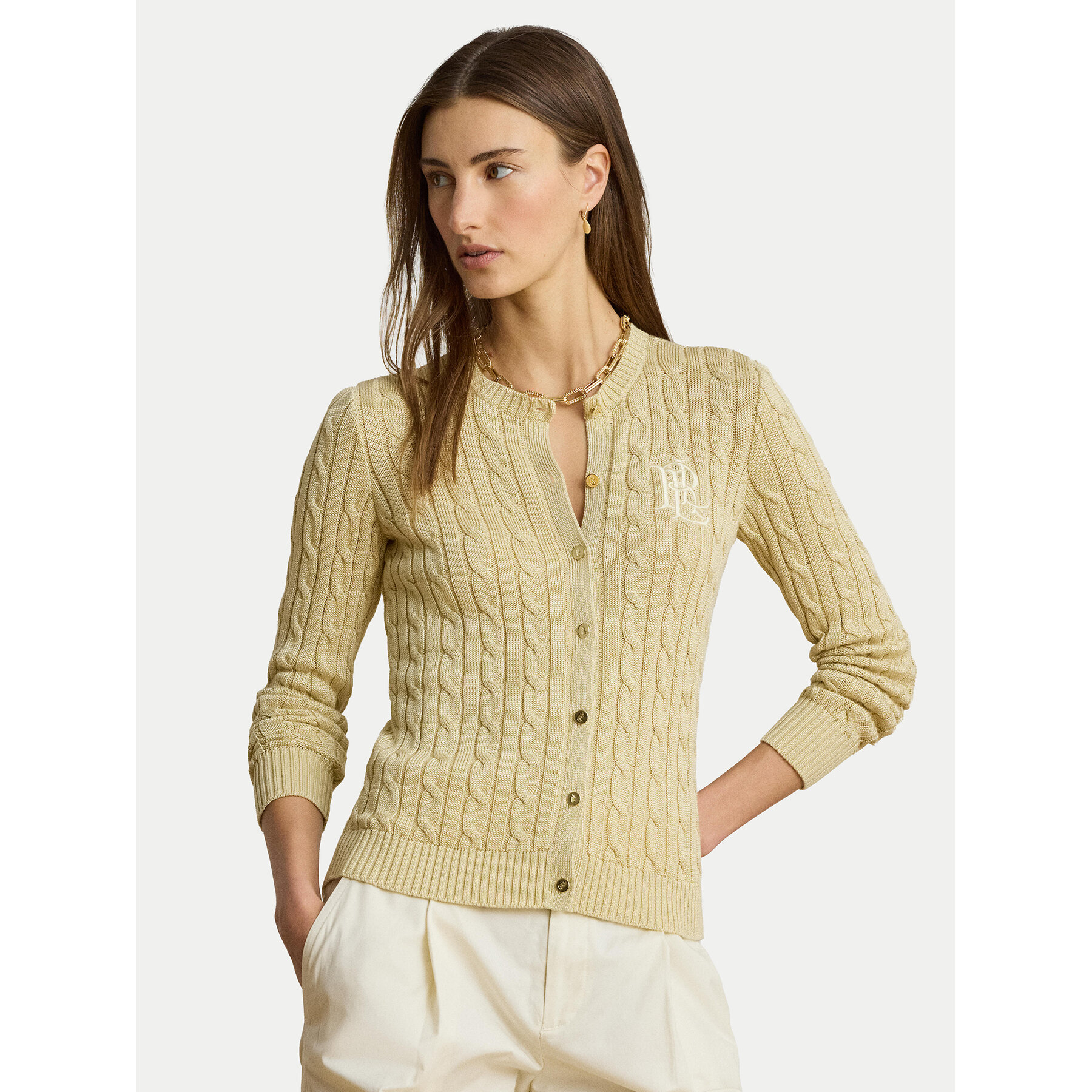 LAUREN RALPH LAUREN Strickjacke Cable 200P14040501 Beige Regular Fit