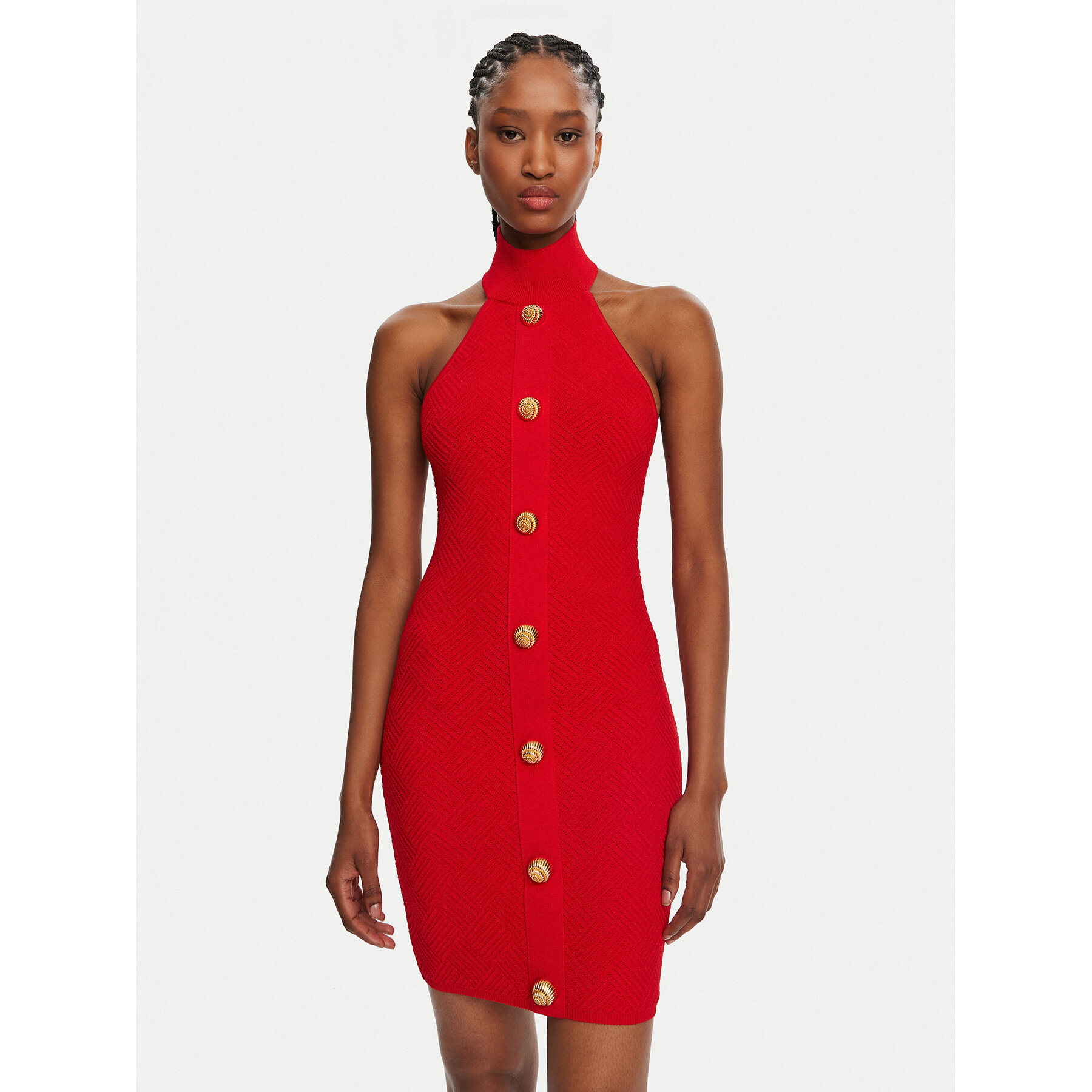 Balmain Coctailkleid DF0R3236KH58 Rot Slim Fit