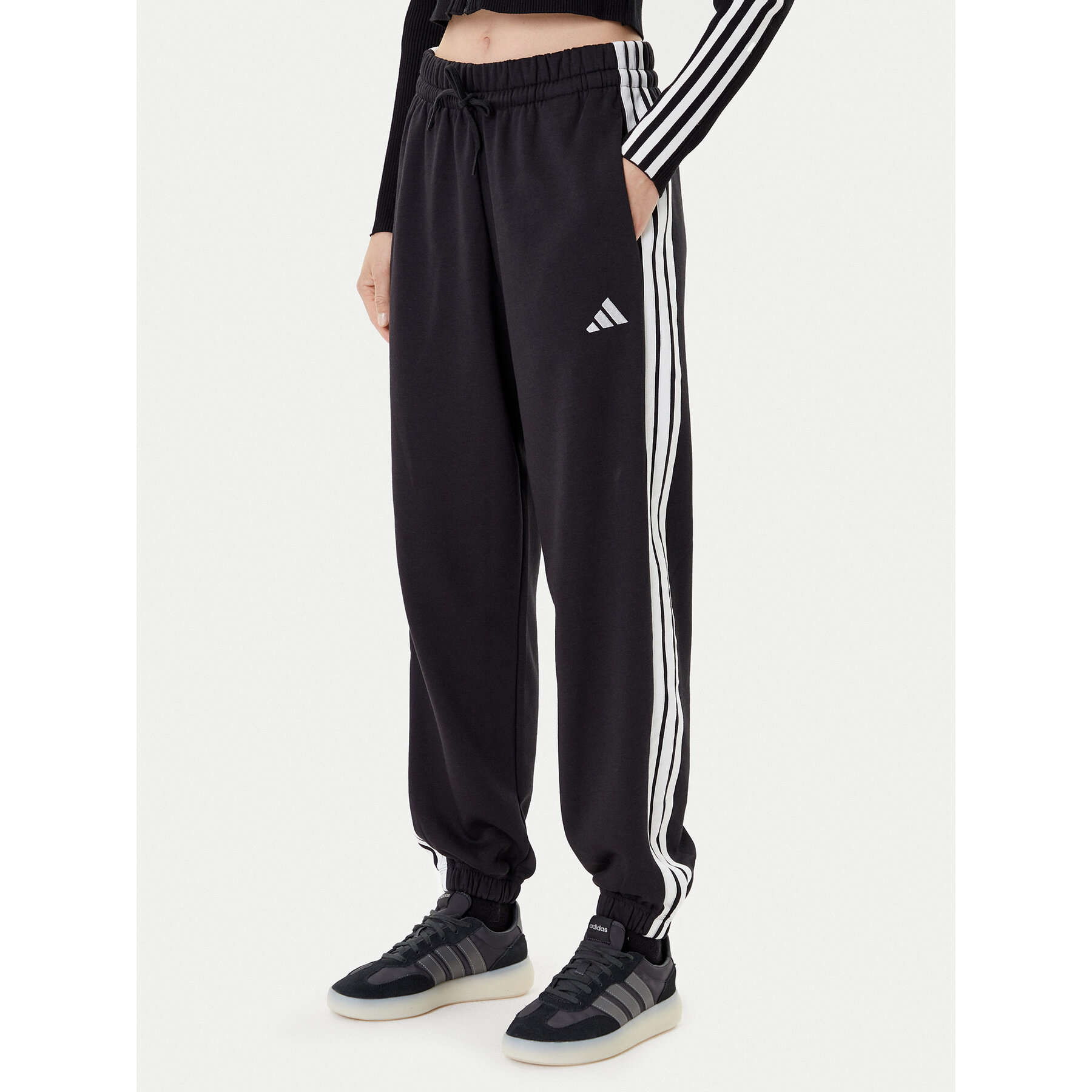 adidas Jogginghose Essentials 3-Stripes Fleece JE1276 Schwarz Loose Fit