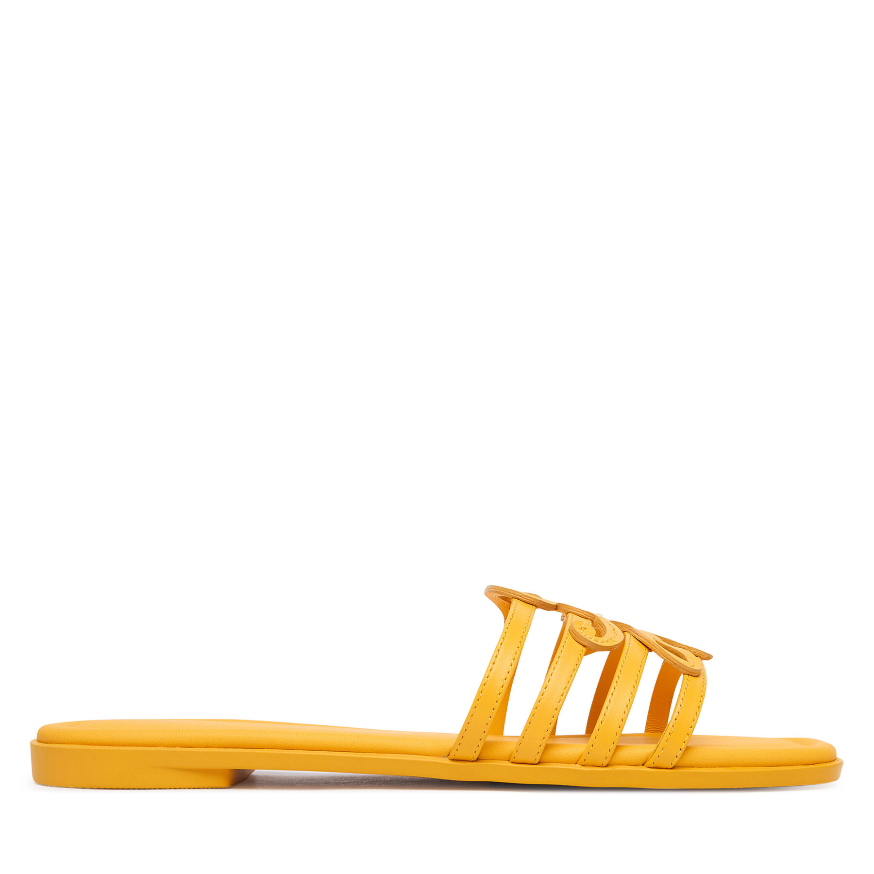 Šľapky Tommy Hilfiger Th Script Flat Mule Lth FW0FW09368 Žltá
