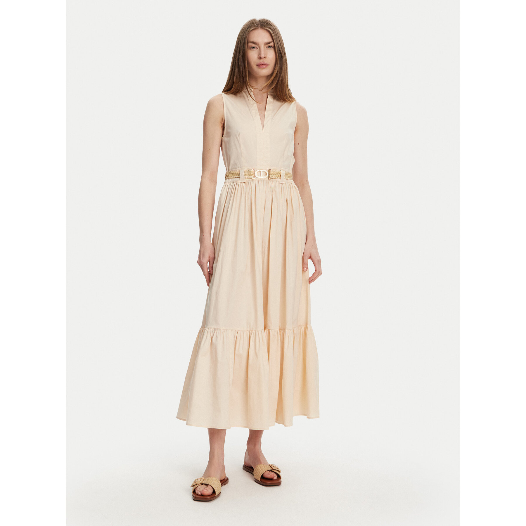 TWINSET Kleid für den Alltag 251TT2101 Beige Regular Fit