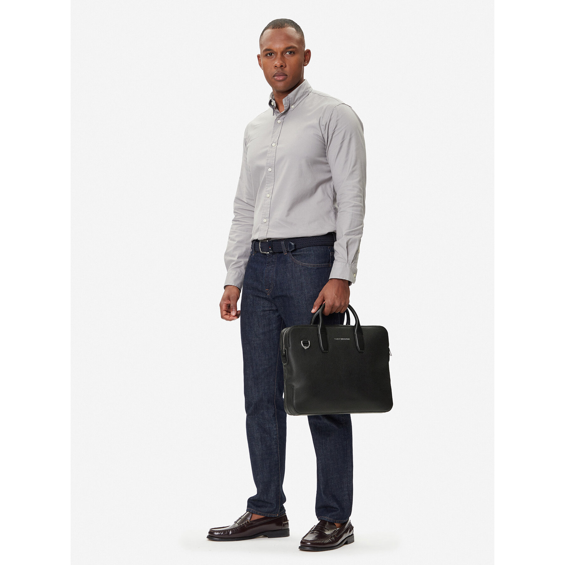Taška na laptop Tommy Hilfiger Th Business Leather Computer Bag AM0AM13642 Čierna