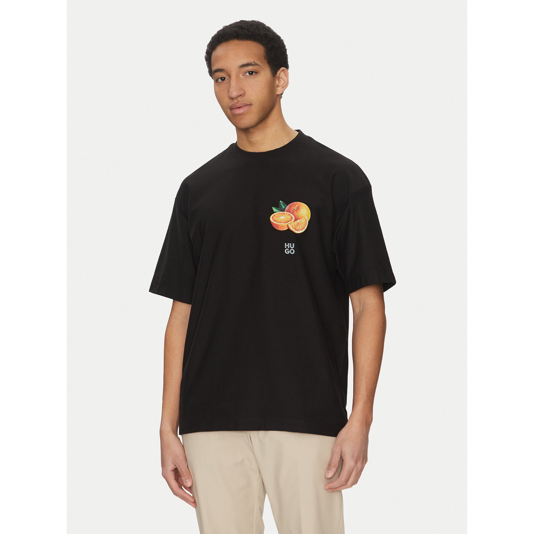 HUGO Póló Dartiee 50537576 Fekete Oversize