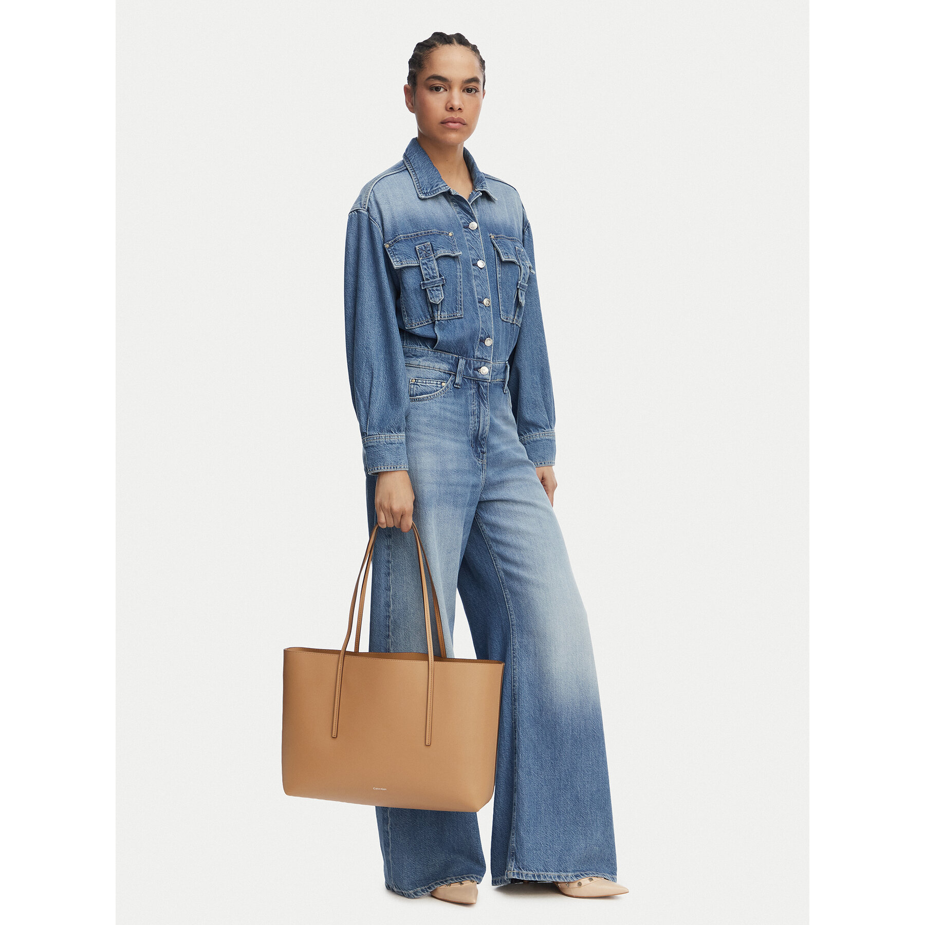 Дамска чанта Calvin Klein Foil Logo Tote LV04F3274G Бежов
