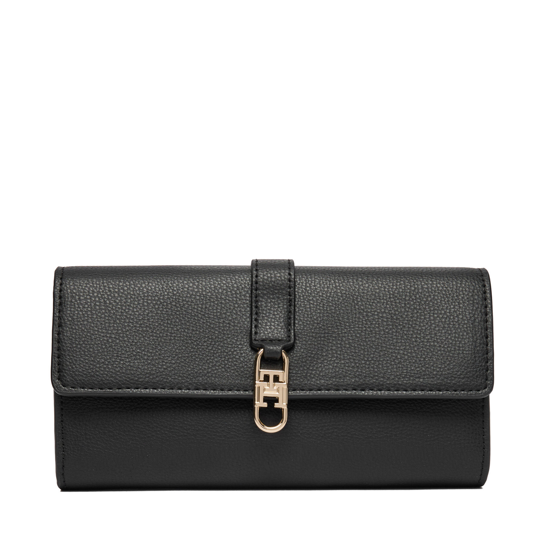 Portofel Tommy Hilfiger Th Libre Large Flap Wallet AW0AW18935 Negru