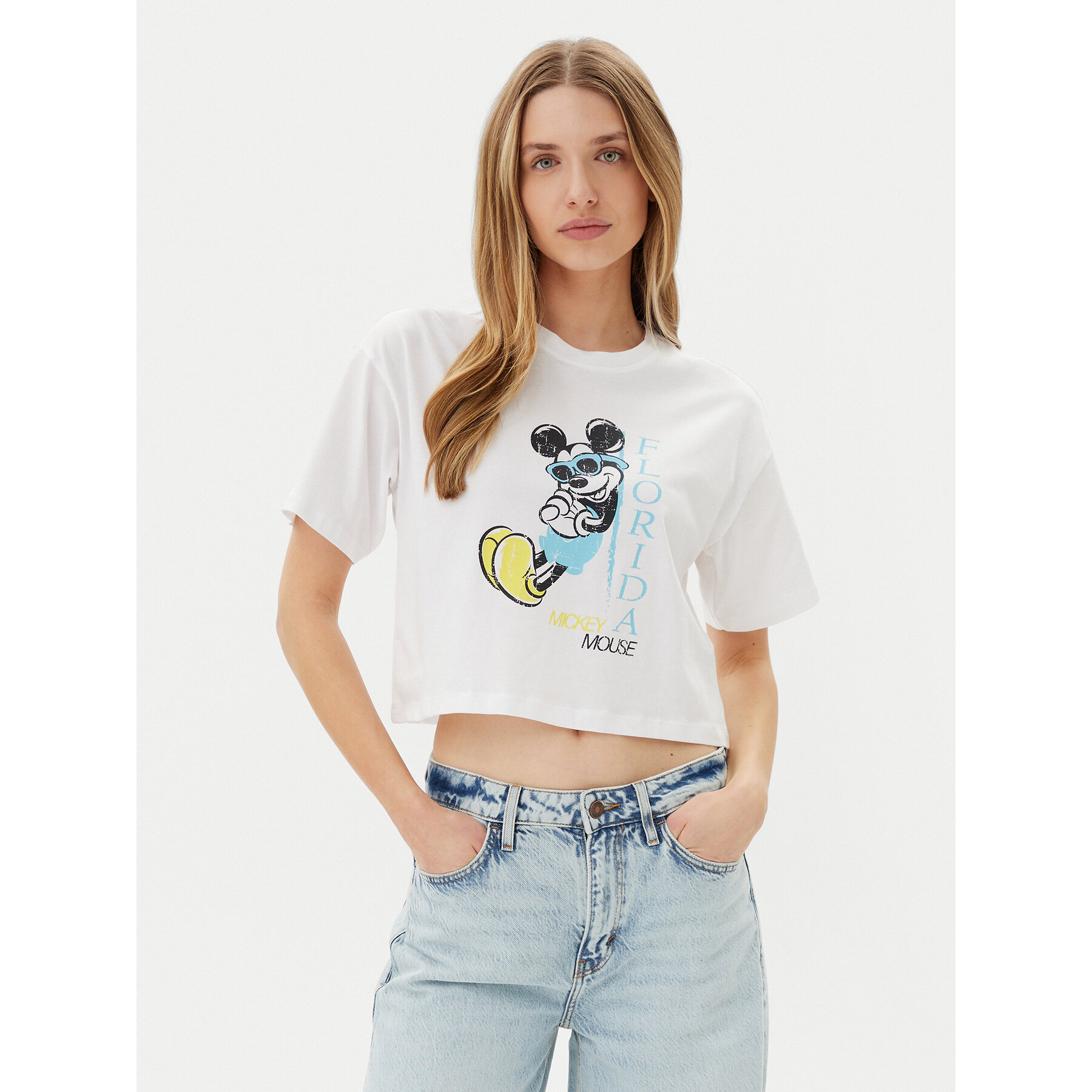 ONLY Póló Mickey Minnie 15348126 Fehér Regular Fit