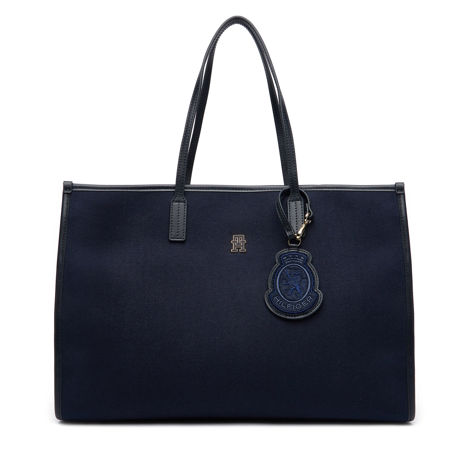 Geantă Tommy Hilfiger Th City Large Tote Melton AW0AW18215 Bleumarin