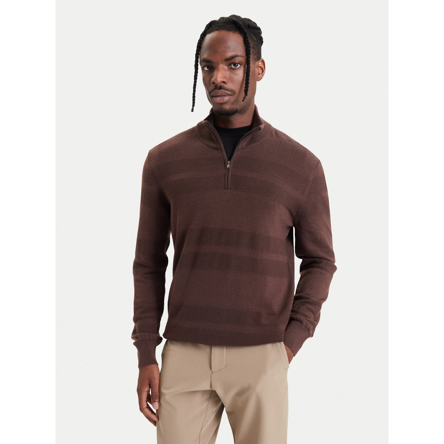 BOSS Pullover H-Fine 50571269 Dunkelbraun Regular Fit