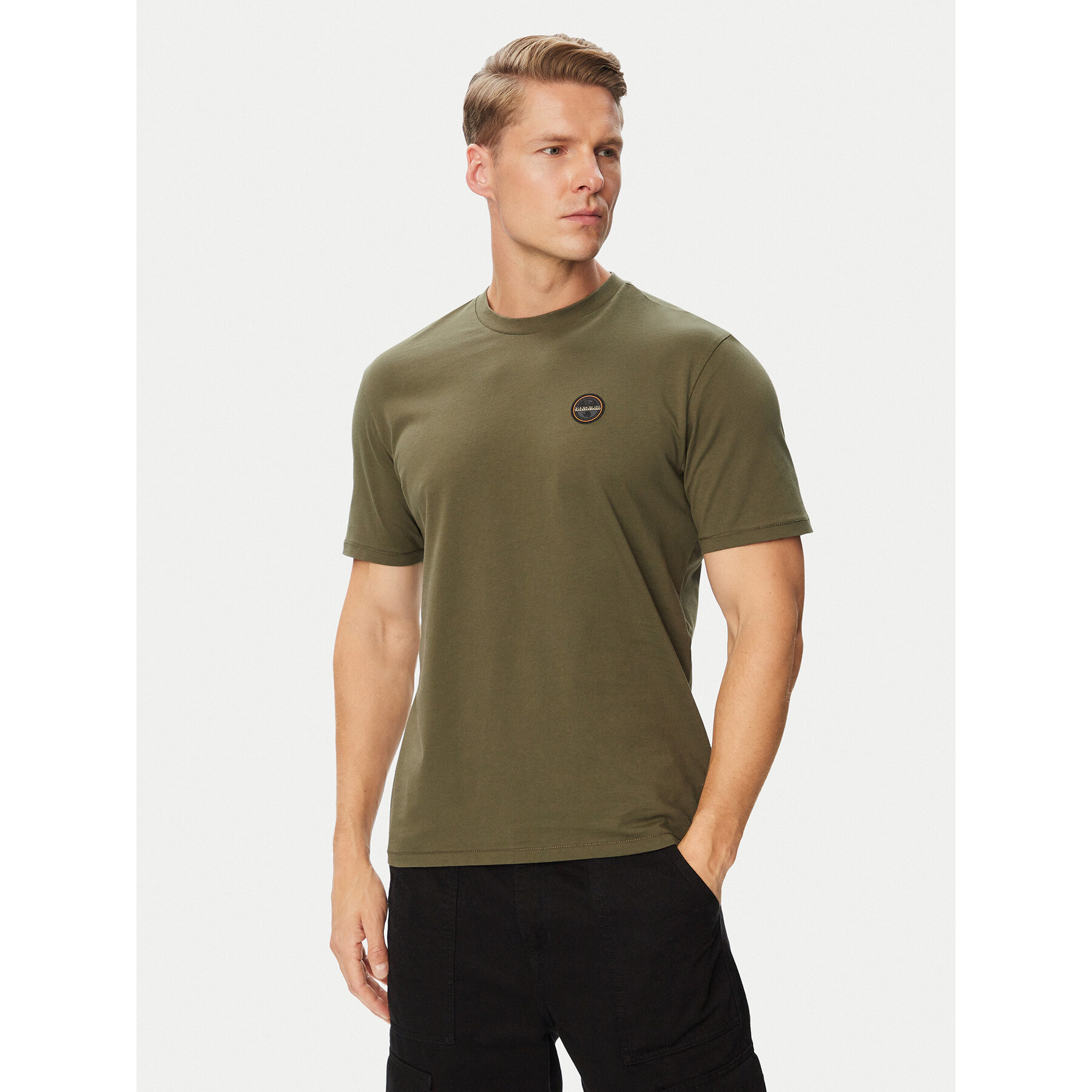Napapijri T-Shirt S-Badge NP0A8949 Khakifarben Regular Fit