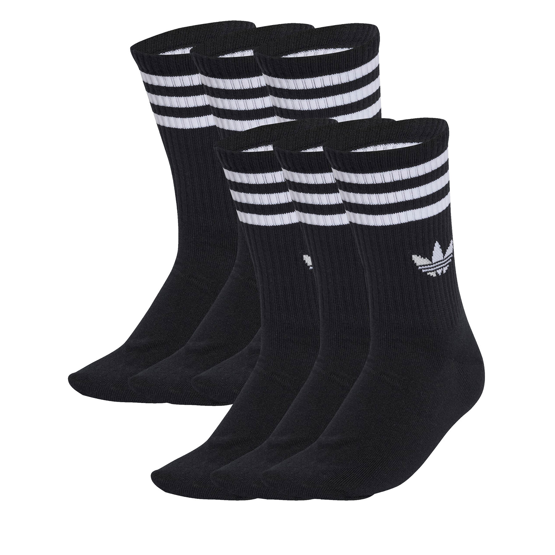 Súprava 6 párov vysokých ponožiek unisex adidas 3-Stripes JV7411 Čierna