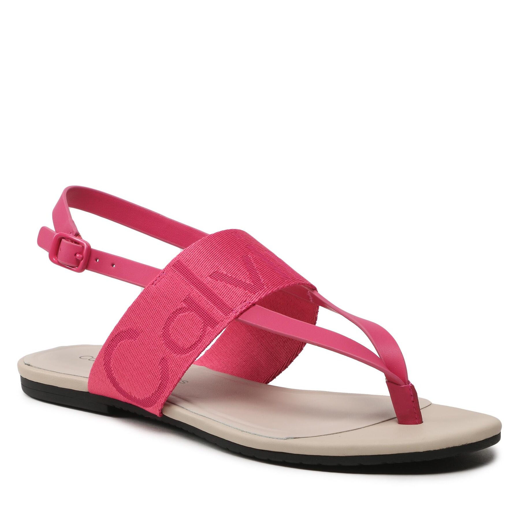Sandale Calvin Klein Jeans Flat Sandal Toepost Webbing YW0YW00956 Raspberry Sorbet 0J0