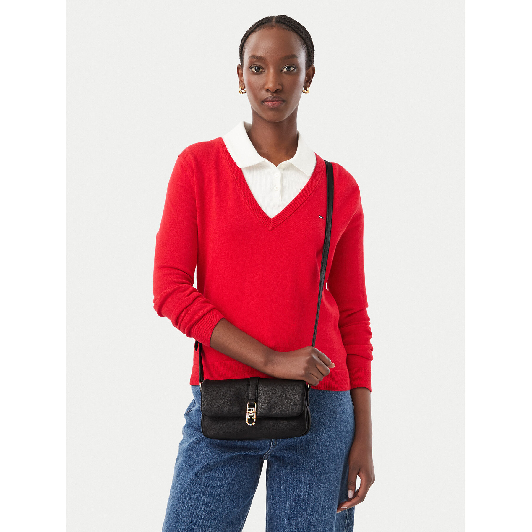 Geantă Tommy Hilfiger Th Libre Mini Crossover AW0AW19198 Negru